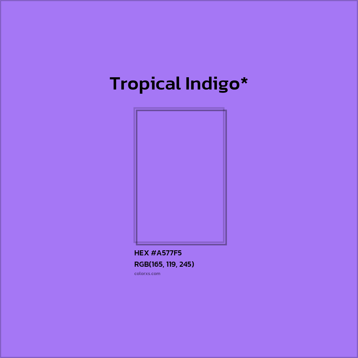 #A577F5 hex color. RGB, RYB, CMYK, HSL, HSV codes and color conversions. Matching color names, palettes, paints.
