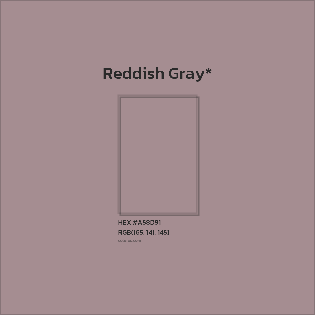 #A58D91 hex color. RGB, RYB, CMYK, HSL, HSV codes and color conversions. Matching color names, palettes, paints.