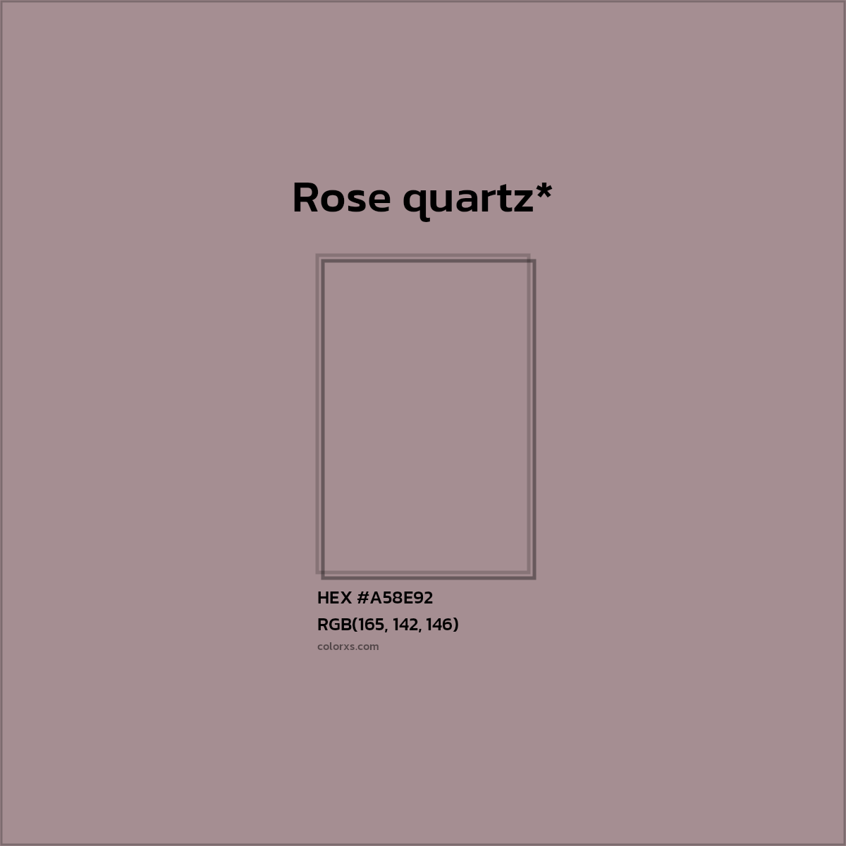 #A58E92 hex color. RGB, RYB, CMYK, HSL, HSV codes and color conversions. Matching color names, palettes, paints.