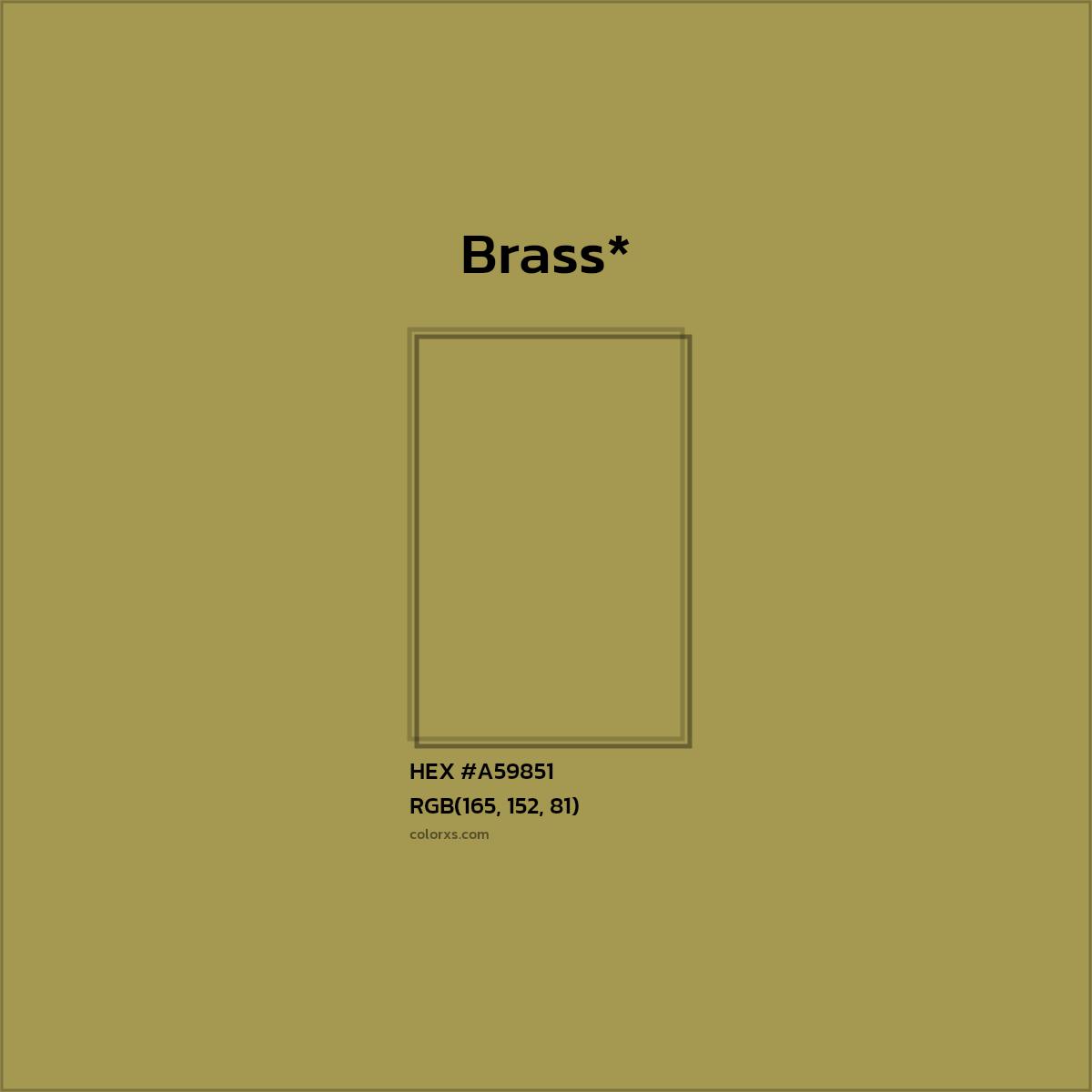 #A59851 hex color. RGB, RYB, CMYK, HSL, HSV codes and color conversions. Matching color names, palettes, paints.