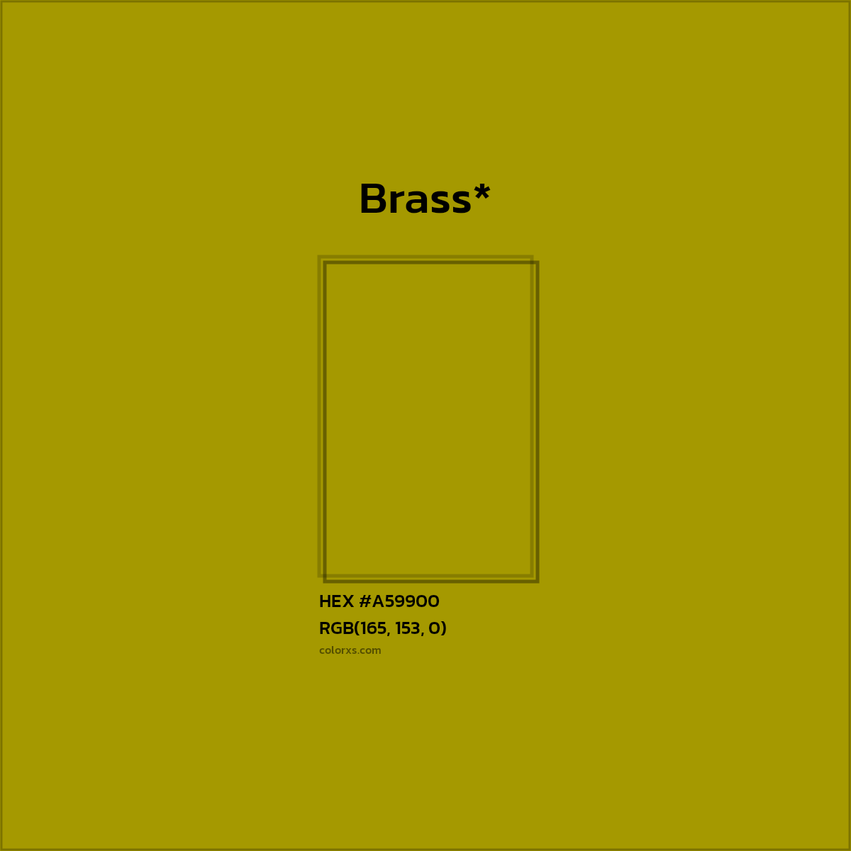 #A59900 hex color. RGB, RYB, CMYK, HSL, HSV codes and color conversions. Matching color names, palettes, paints.