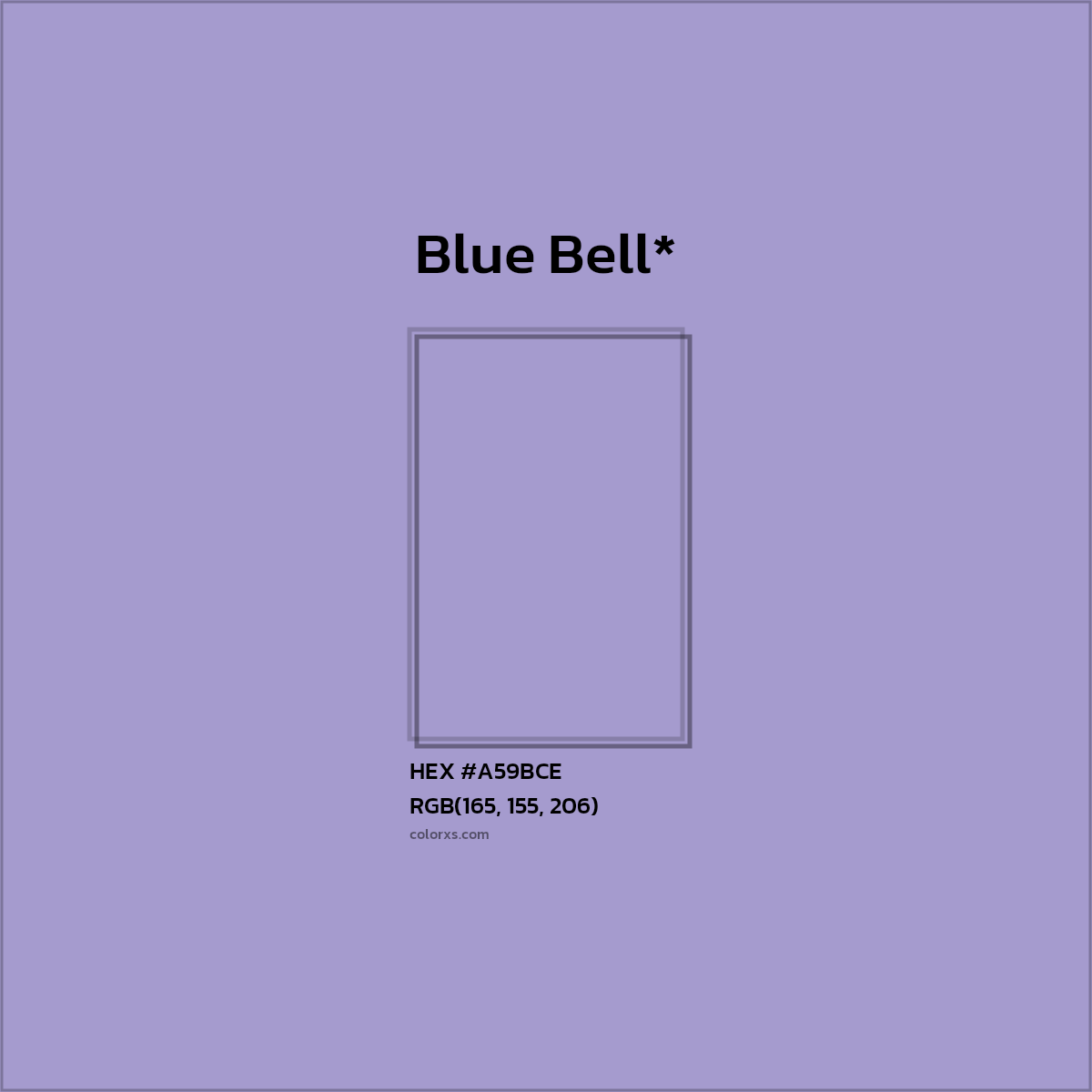 #A59BCE hex color. RGB, RYB, CMYK, HSL, HSV codes and color conversions. Matching color names, palettes, paints.