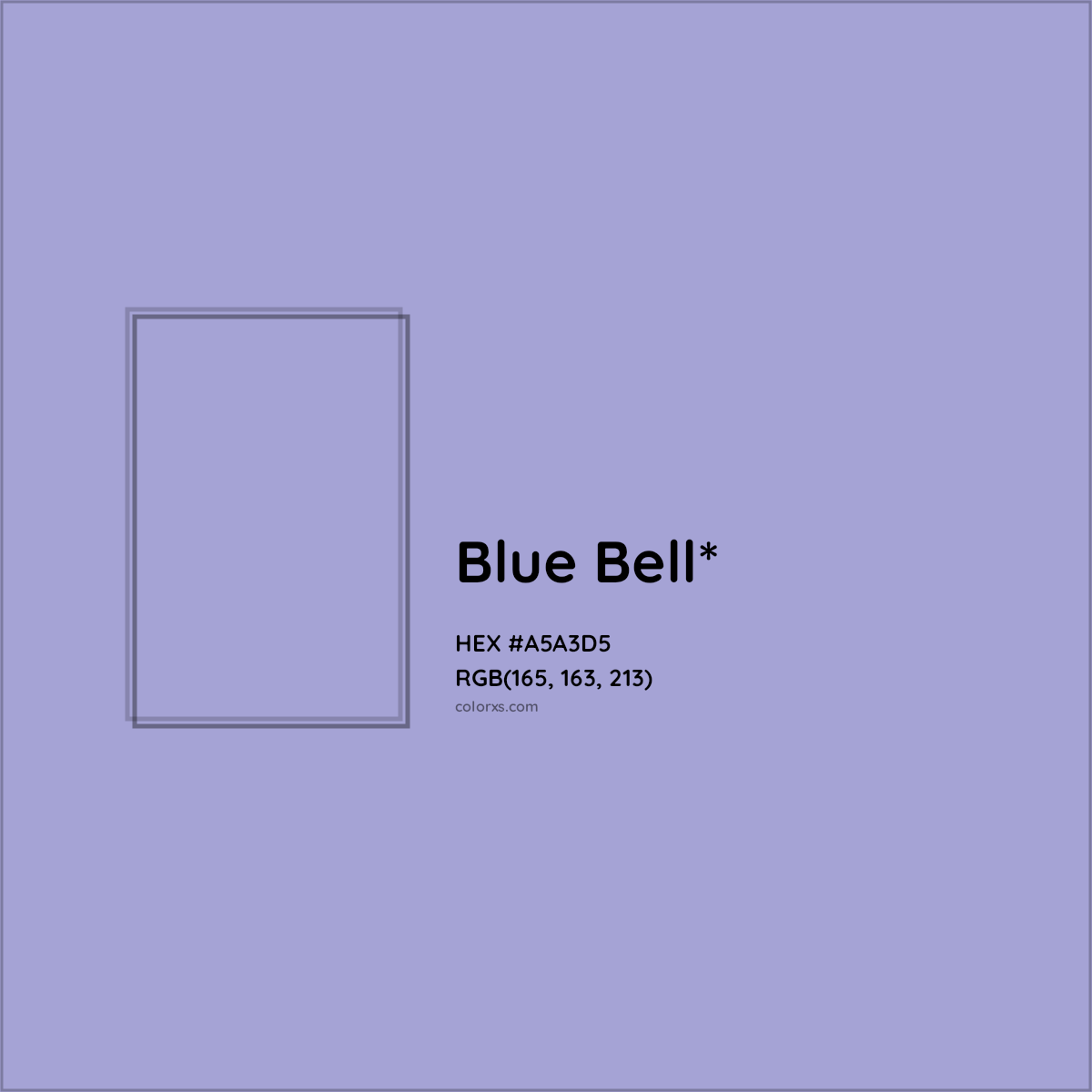#A5A3D5 hex color. RGB, RYB, CMYK, HSL, HSV codes and color conversions. Matching color names, palettes, paints.