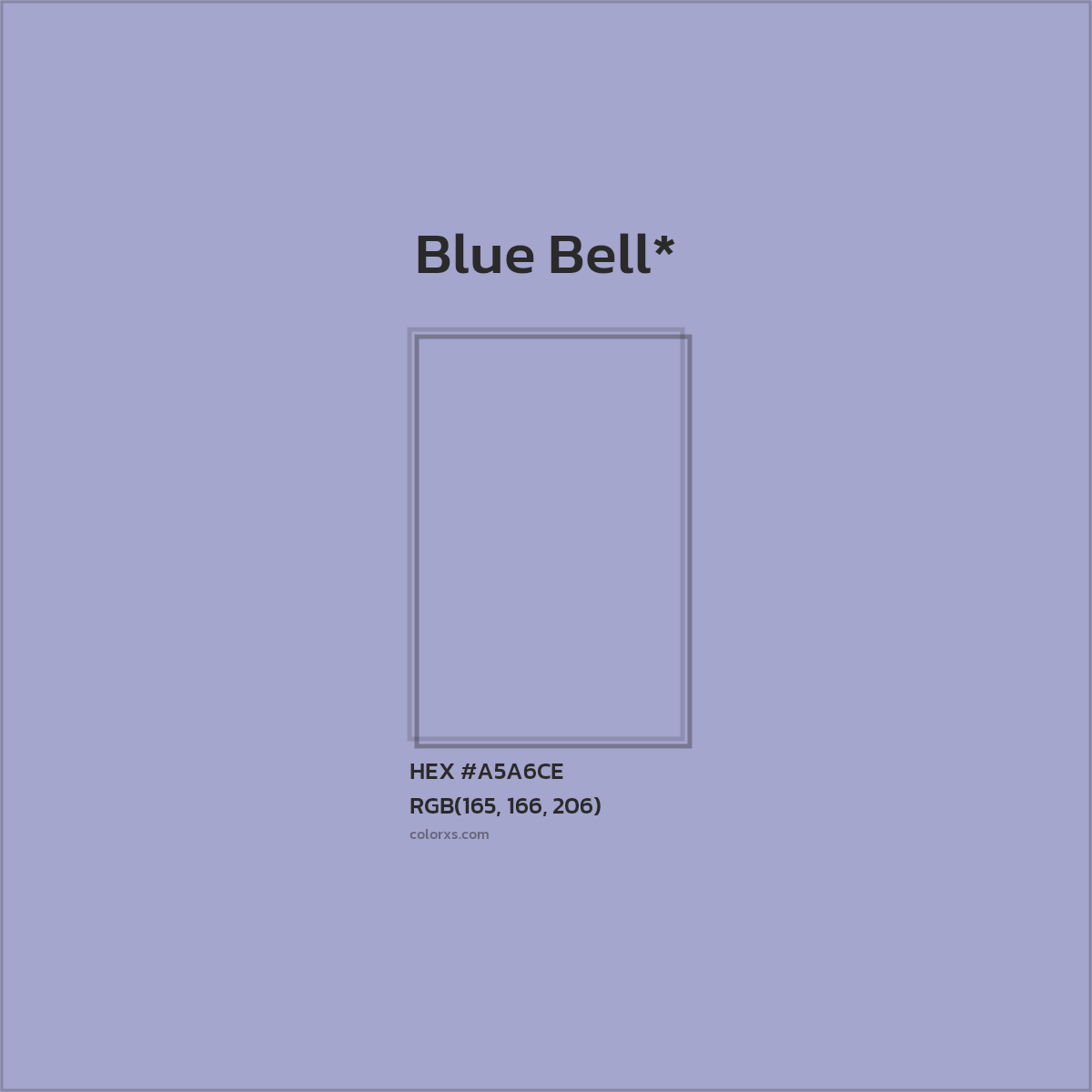 #A5A6CE hex color. RGB, RYB, CMYK, HSL, HSV codes and color conversions. Matching color names, palettes, paints.
