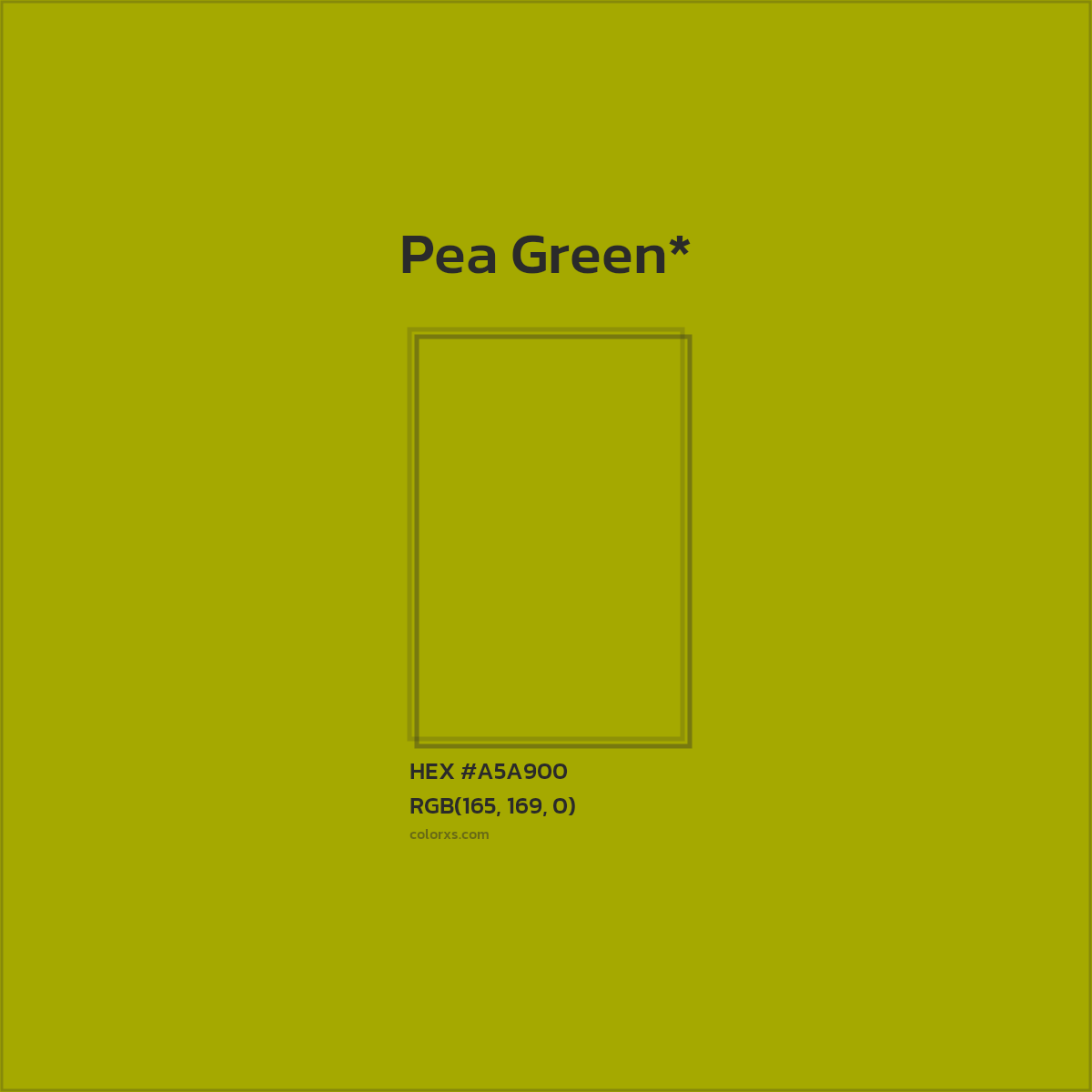 #A5A900 hex color. RGB, RYB, CMYK, HSL, HSV codes and color conversions. Matching color names, palettes, paints.