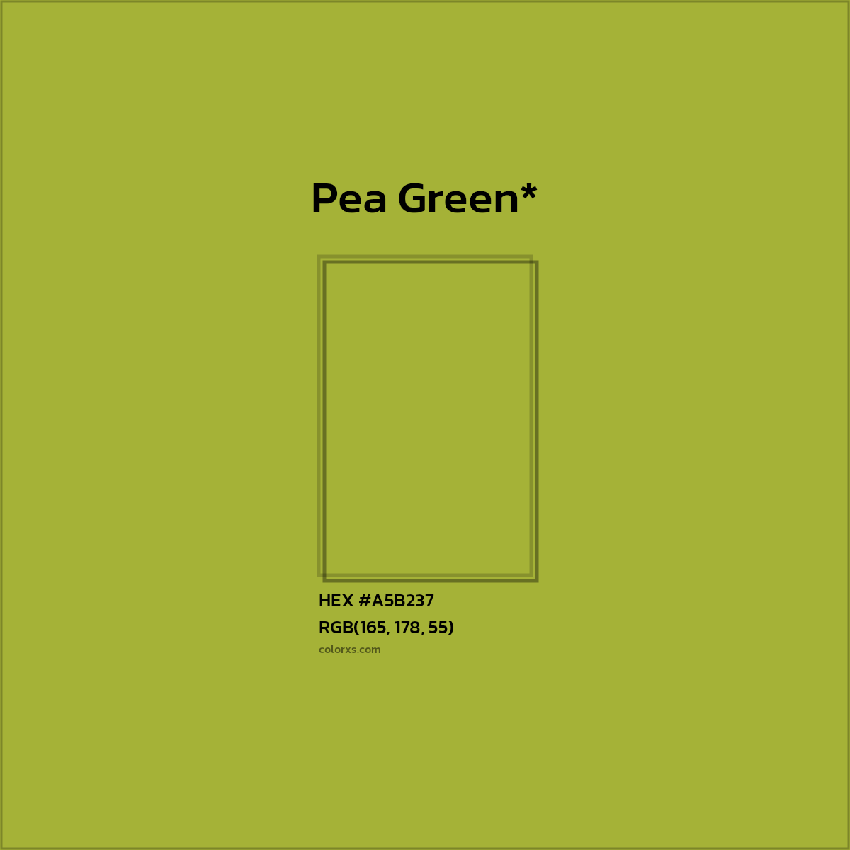 #A5B237 hex color. RGB, RYB, CMYK, HSL, HSV codes and color conversions. Matching color names, palettes, paints.
