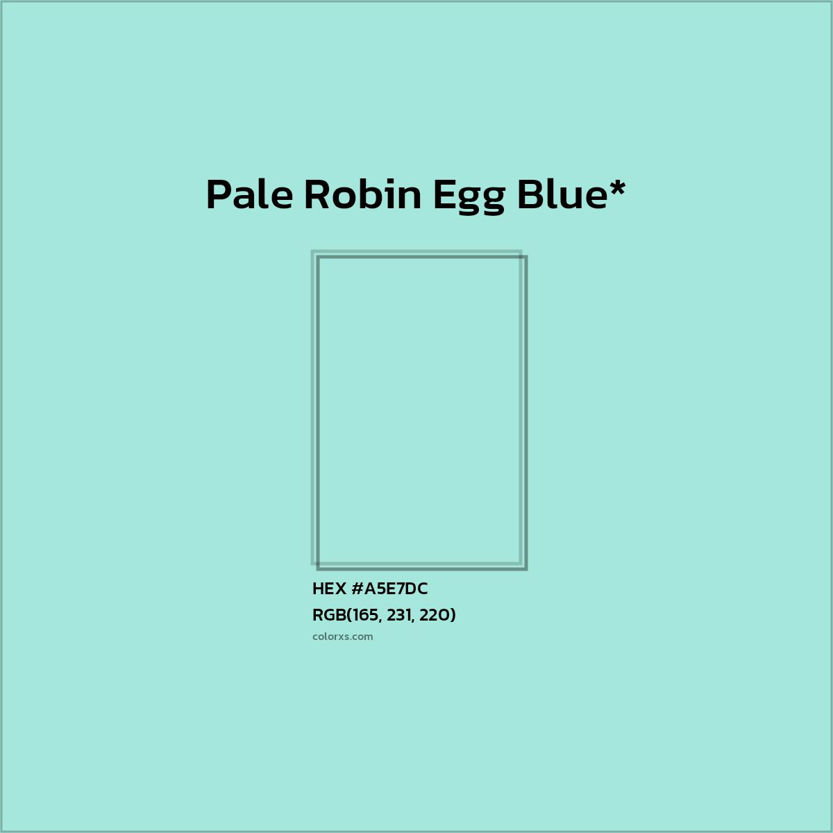 #A5E7DC hex color. RGB, RYB, CMYK, HSL, HSV codes and color conversions. Matching color names, palettes, paints.