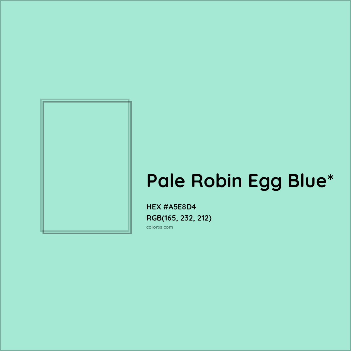 #A5E8D4 hex color. RGB, RYB, CMYK, HSL, HSV codes and color conversions. Matching color names, palettes, paints.