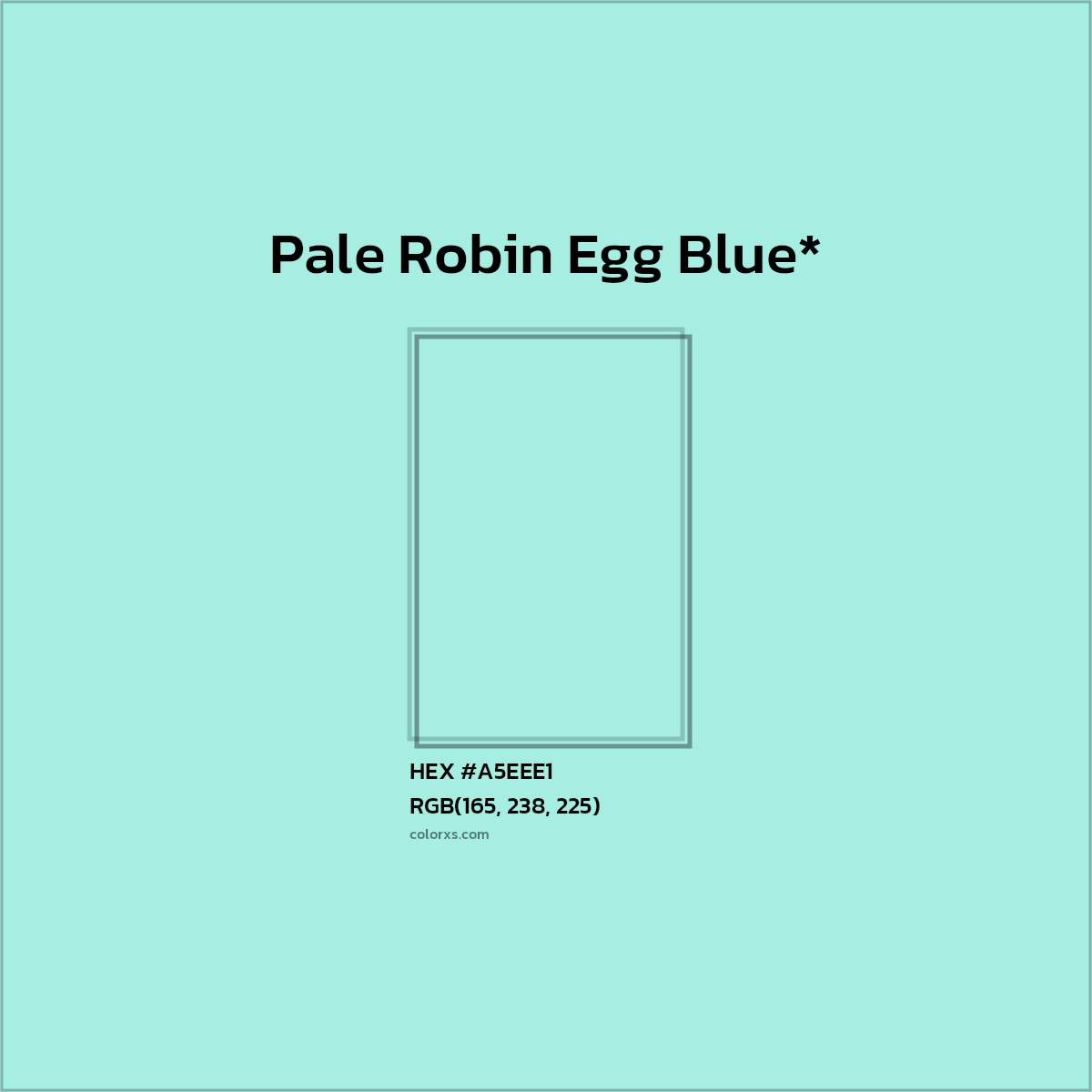#A5EEE1 hex color. RGB, RYB, CMYK, HSL, HSV codes and color conversions. Matching color names, palettes, paints.