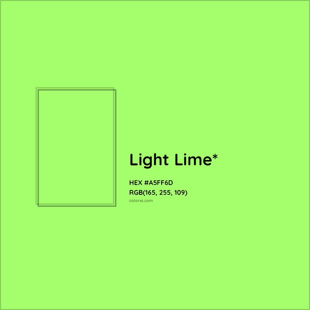 #A5FF6D hex color. RGB, RYB, CMYK, HSL, HSV codes and color conversions. Matching color names, palettes, paints.