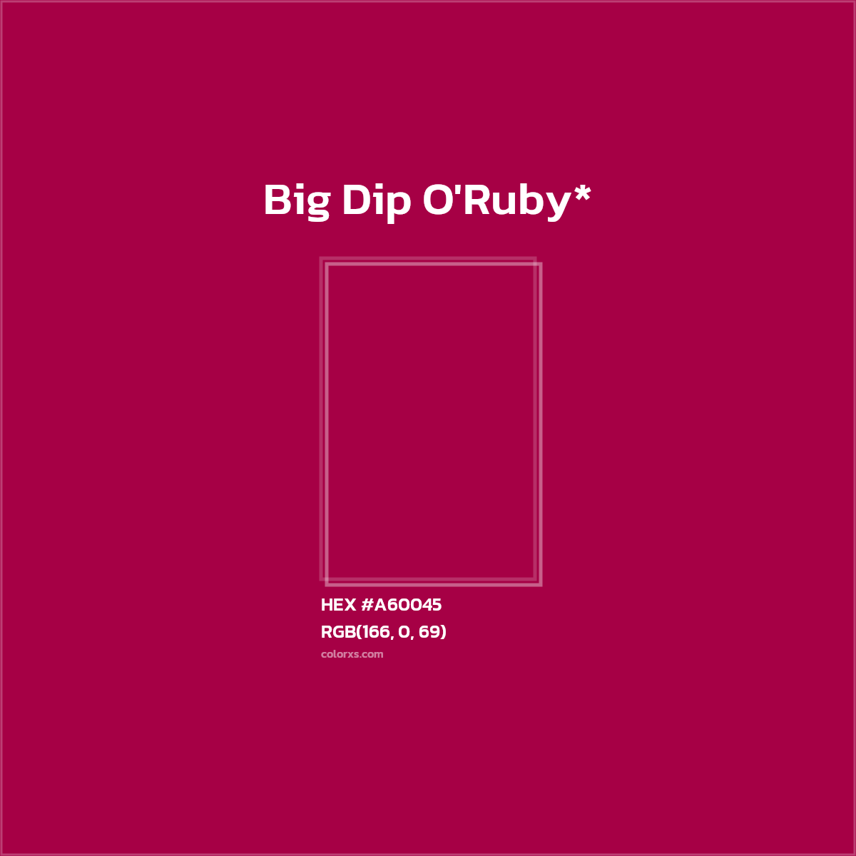 #A60045 hex color. RGB, RYB, CMYK, HSL, HSV codes and color conversions. Matching color names, palettes, paints.