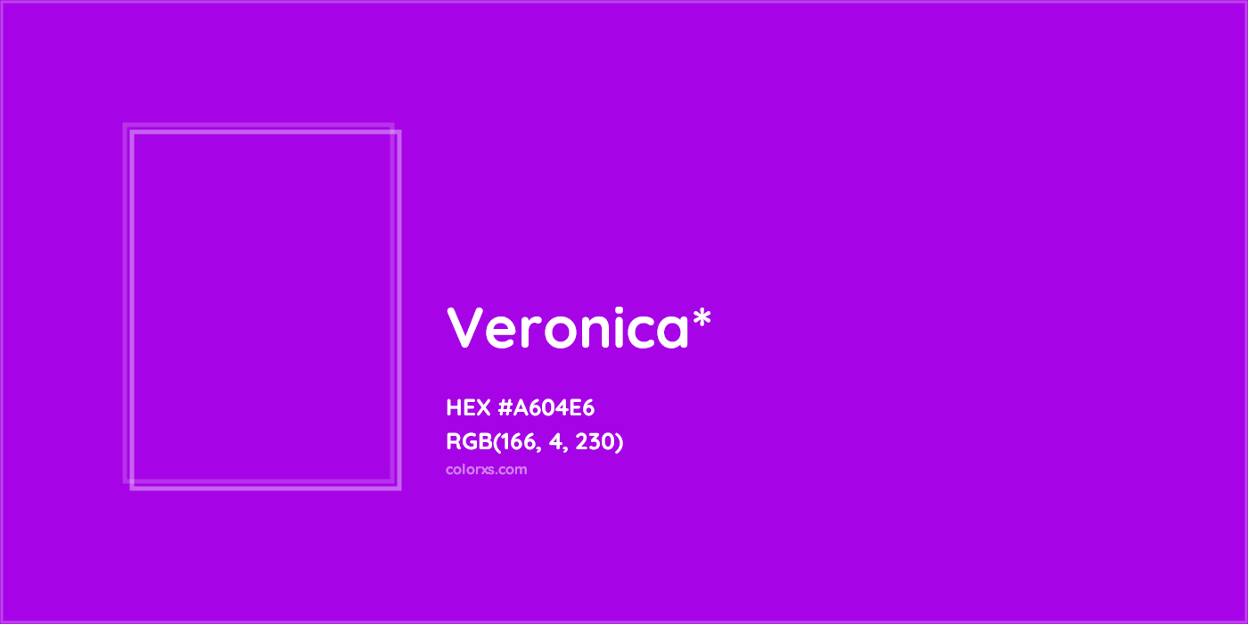 #A604E6 hex color. RGB, RYB, CMYK, HSL, HSV codes and color conversions. Matching color names, palettes, paints.