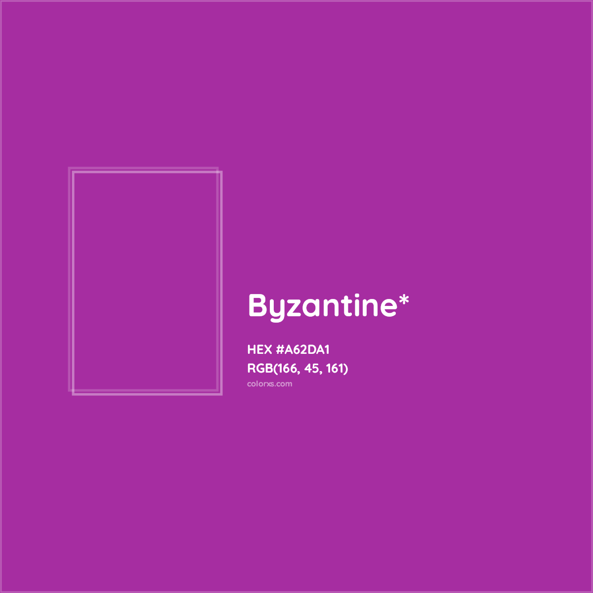 #A62DA1 hex color. RGB, RYB, CMYK, HSL, HSV codes and color conversions. Matching color names, palettes, paints.