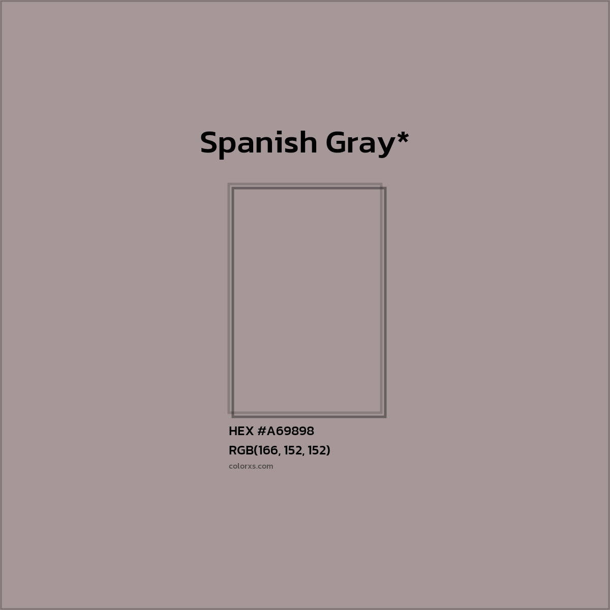 #A69898 hex color. RGB, RYB, CMYK, HSL, HSV codes and color conversions. Matching color names, palettes, paints.