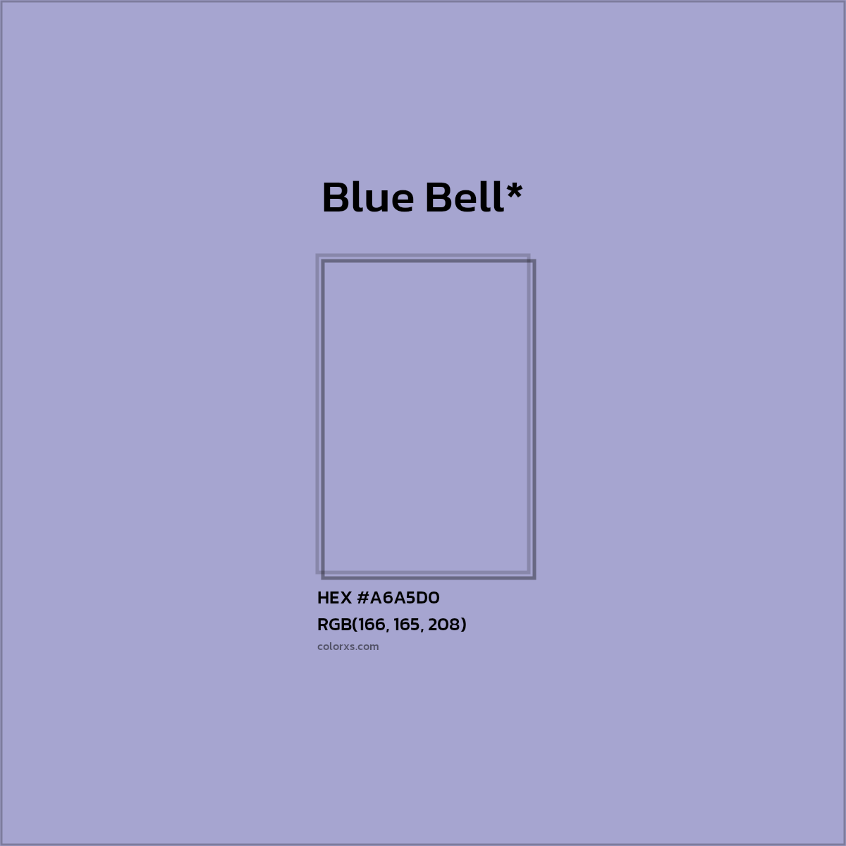 #A6A5D0 hex color. RGB, RYB, CMYK, HSL, HSV codes and color conversions. Matching color names, palettes, paints.