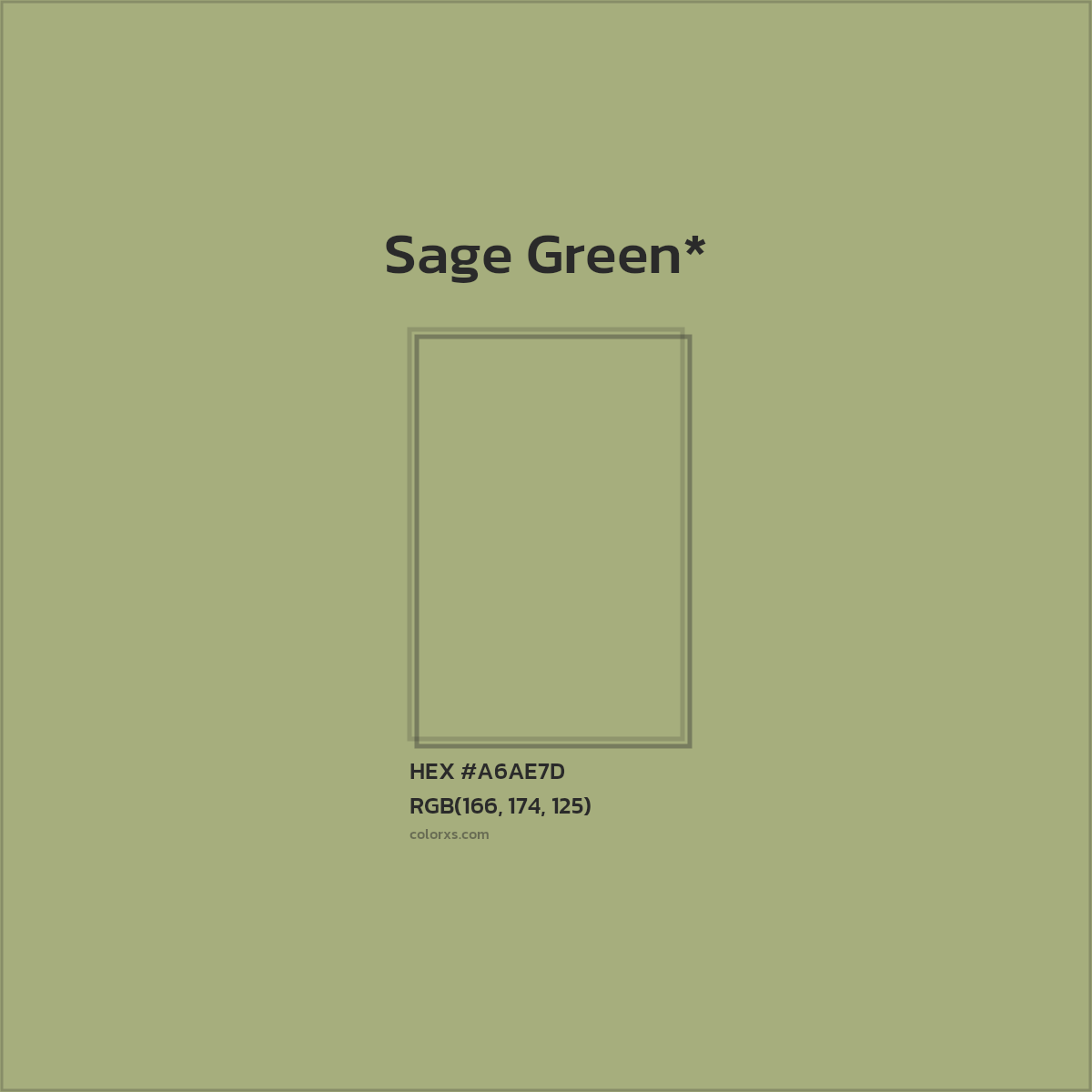 #A6AE7D hex color. RGB, RYB, CMYK, HSL, HSV codes and color conversions. Matching color names, palettes, paints.