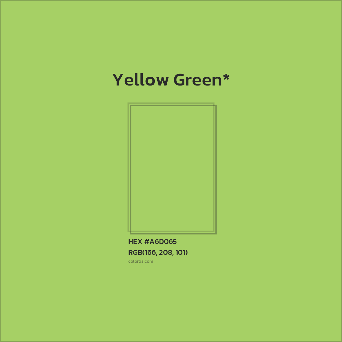#A6D065 hex color. RGB, RYB, CMYK, HSL, HSV codes and color conversions. Matching color names, palettes, paints.