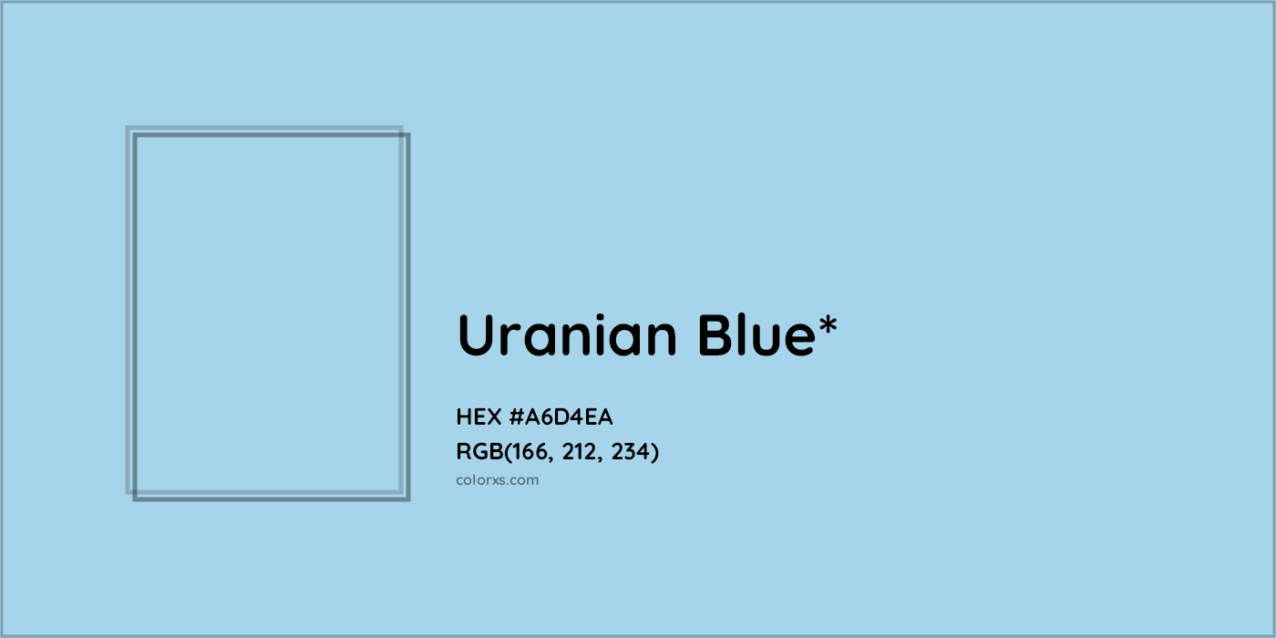 #A6D4EA hex color. RGB, RYB, CMYK, HSL, HSV codes and color conversions. Matching color names, palettes, paints.