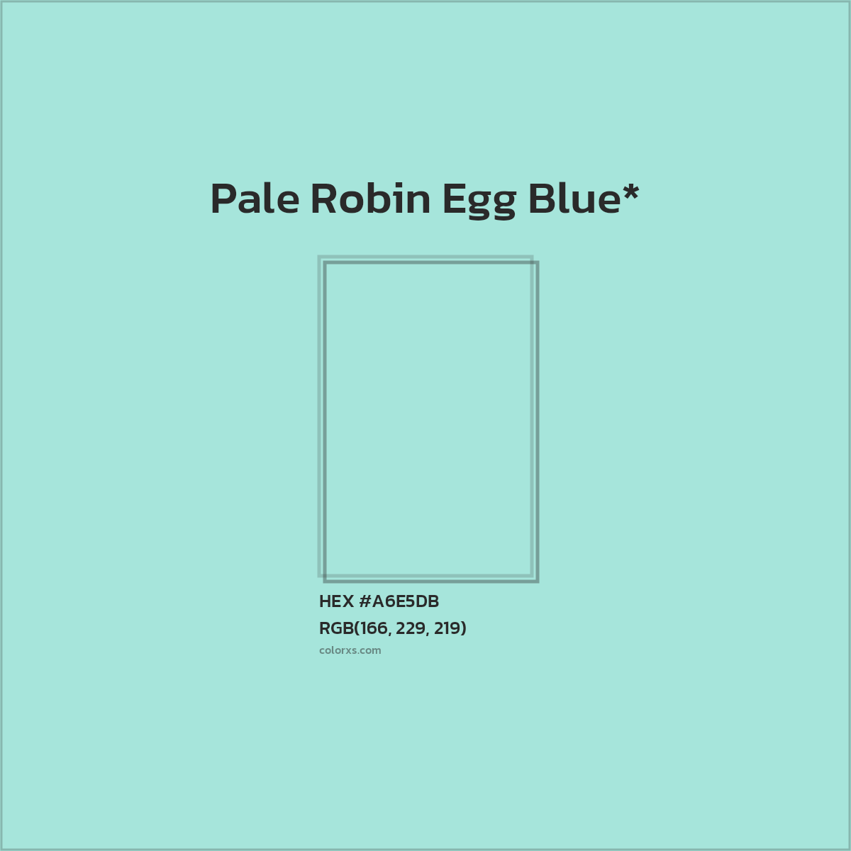 #A6E5DB hex color. RGB, RYB, CMYK, HSL, HSV codes and color conversions. Matching color names, palettes, paints.