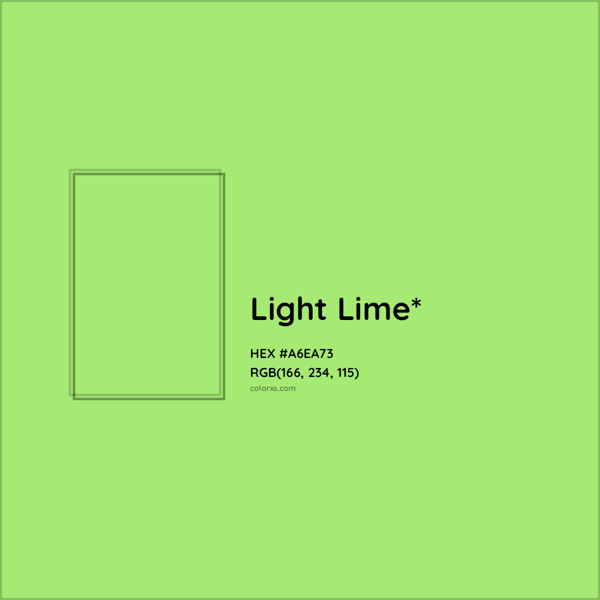 #A6EA73 hex color. RGB, RYB, CMYK, HSL, HSV codes and color conversions. Matching color names, palettes, paints.