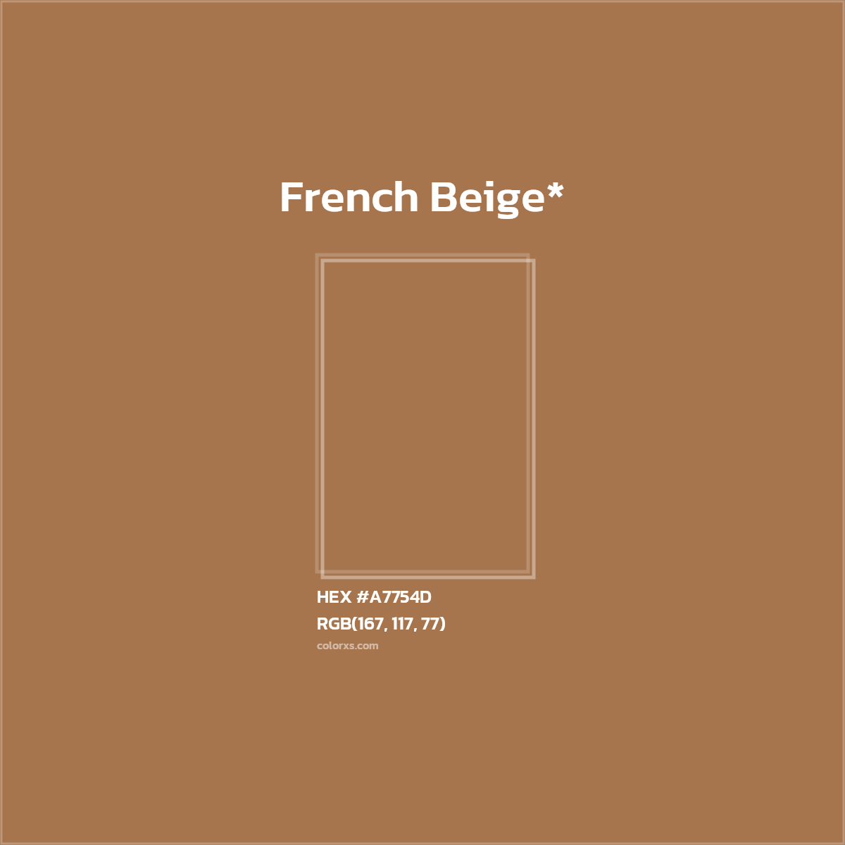 #A7754D hex color. RGB, RYB, CMYK, HSL, HSV codes and color conversions. Matching color names, palettes, paints.