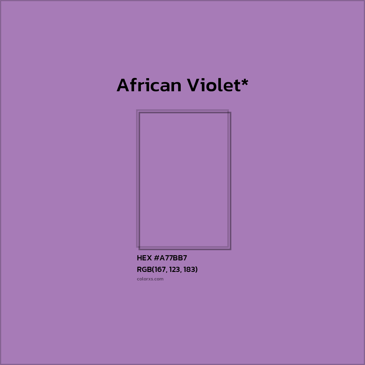 #A77BB7 hex color. RGB, RYB, CMYK, HSL, HSV codes and color conversions. Matching color names, palettes, paints.