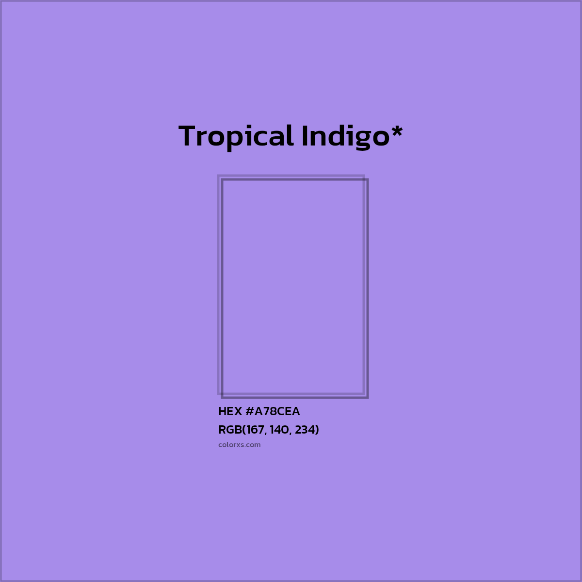 #A78CEA hex color. RGB, RYB, CMYK, HSL, HSV codes and color conversions. Matching color names, palettes, paints.