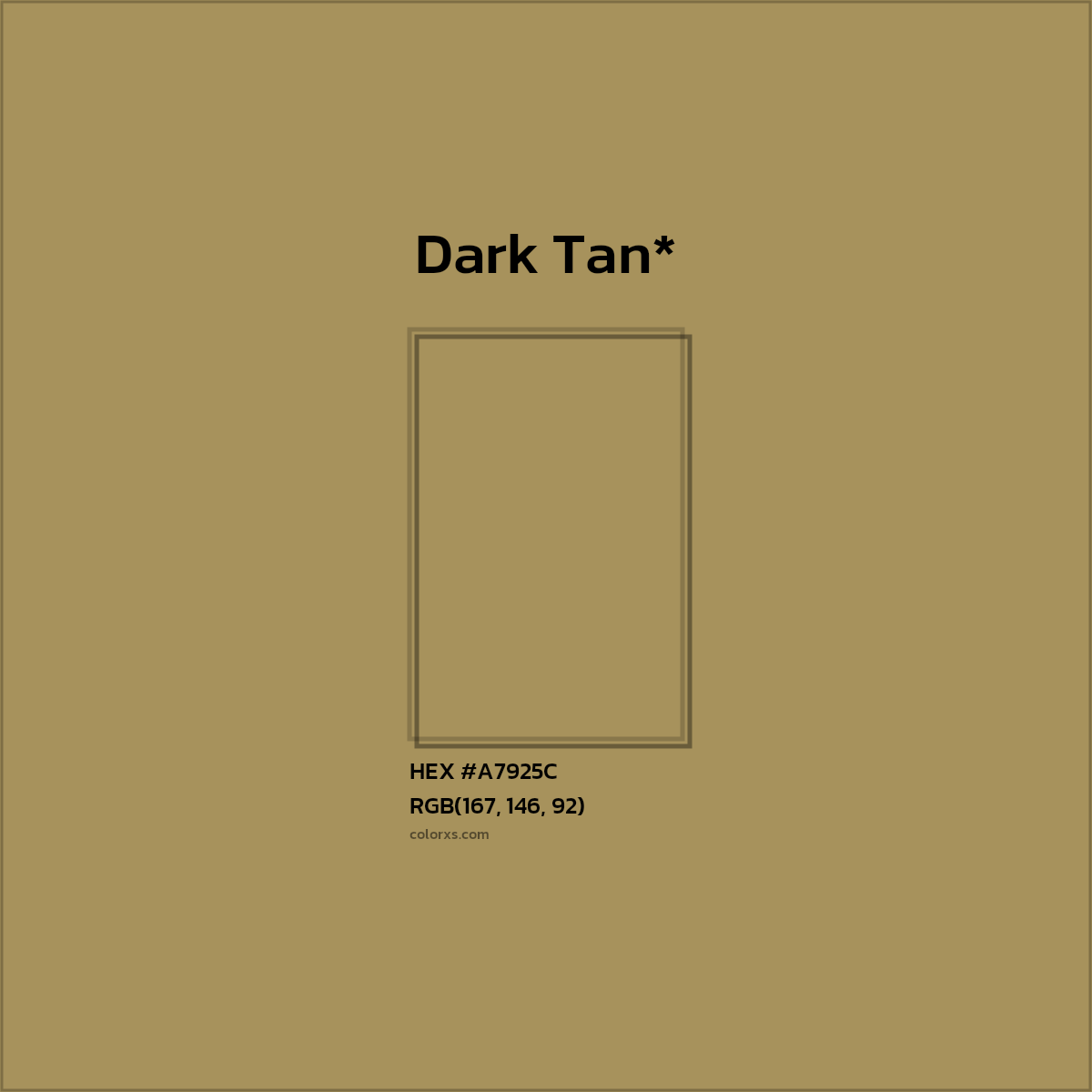 #A7925C hex color. RGB, RYB, CMYK, HSL, HSV codes and color conversions. Matching color names, palettes, paints.