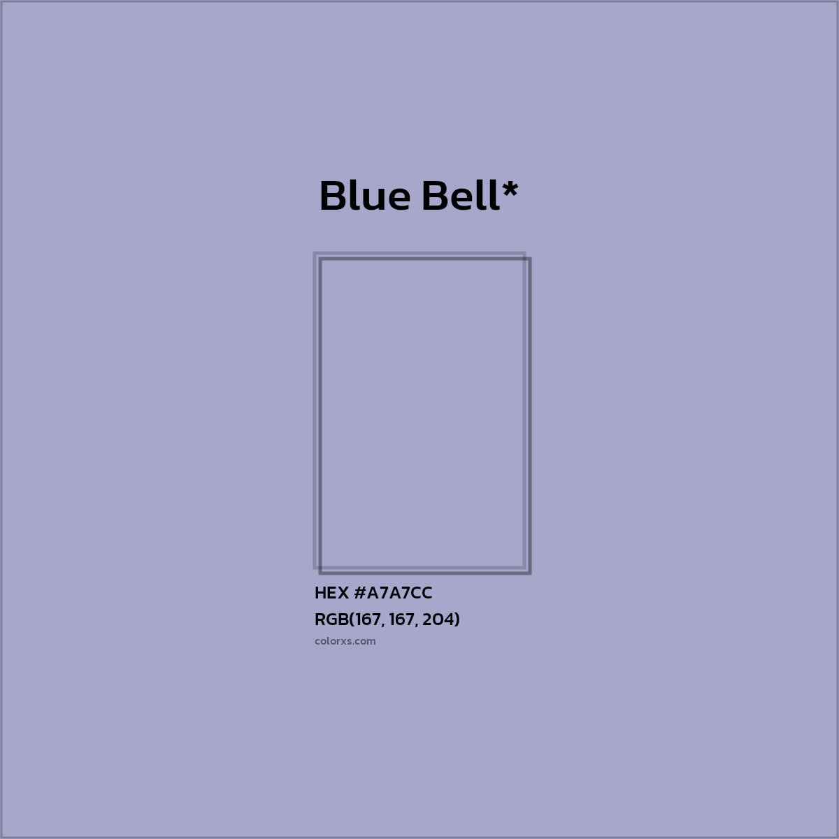 #A7A7CC hex color. RGB, RYB, CMYK, HSL, HSV codes and color conversions. Matching color names, palettes, paints.