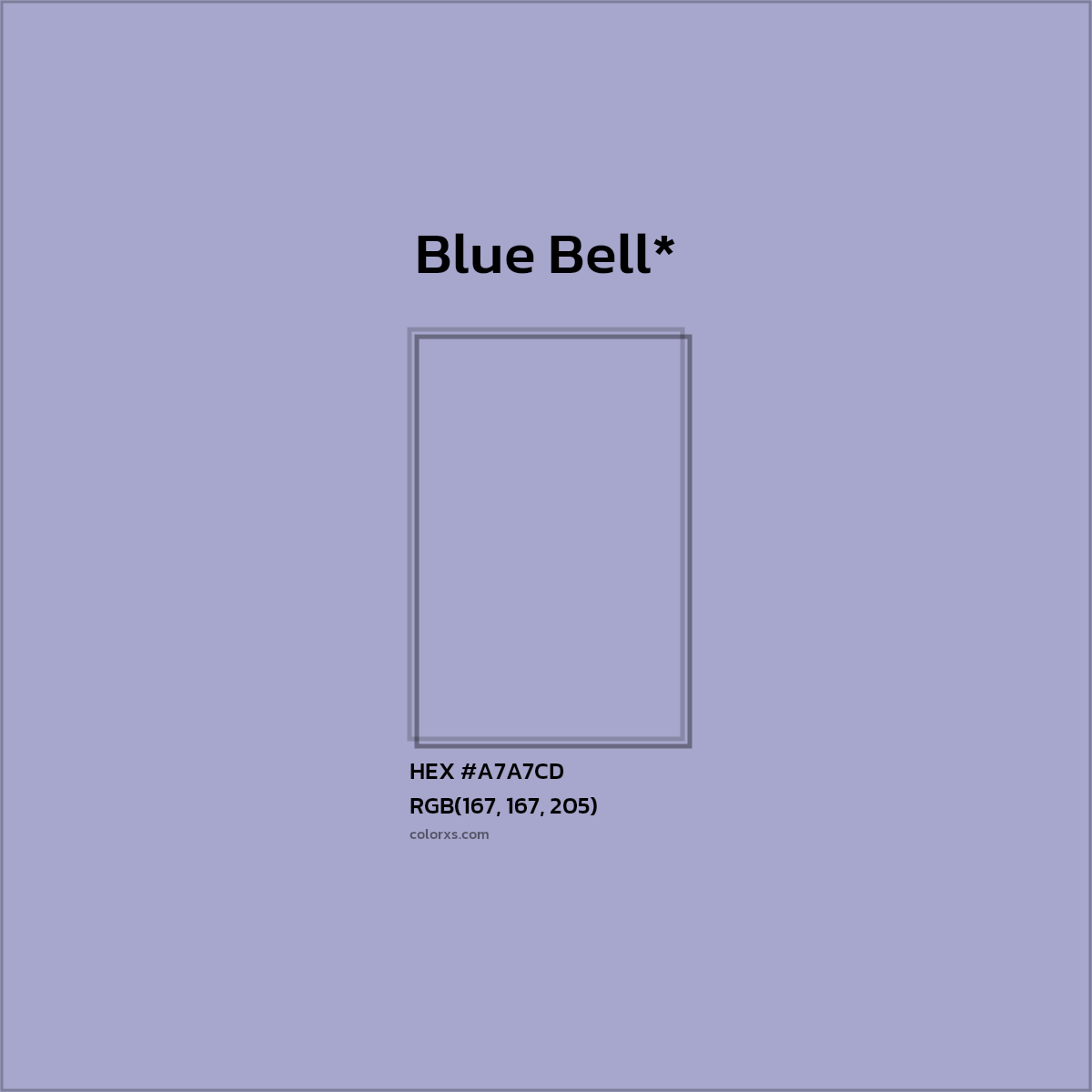 #A7A7CD hex color. RGB, RYB, CMYK, HSL, HSV codes and color conversions. Matching color names, palettes, paints.