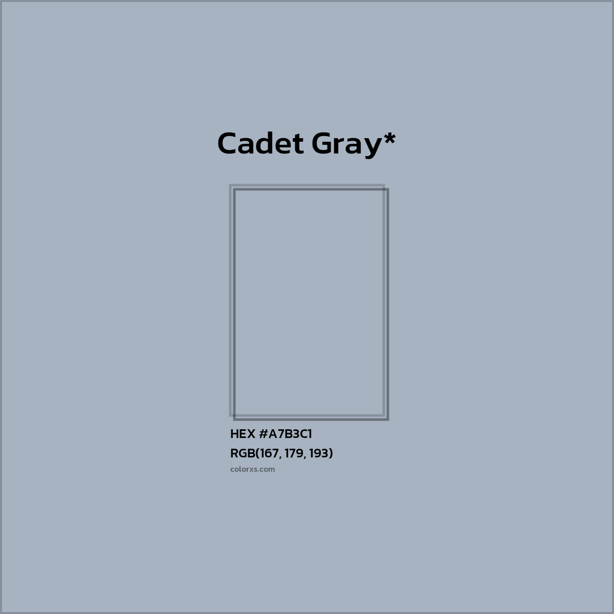#A7B3C1 hex color. RGB, RYB, CMYK, HSL, HSV codes and color conversions. Matching color names, palettes, paints.