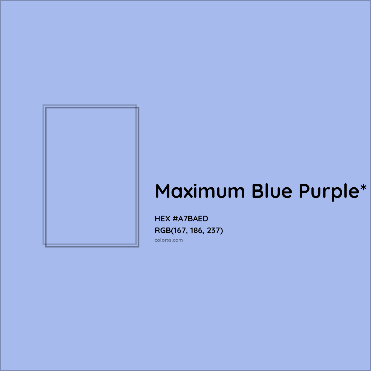 #A7BAED hex color. RGB, RYB, CMYK, HSL, HSV codes and color conversions. Matching color names, palettes, paints.