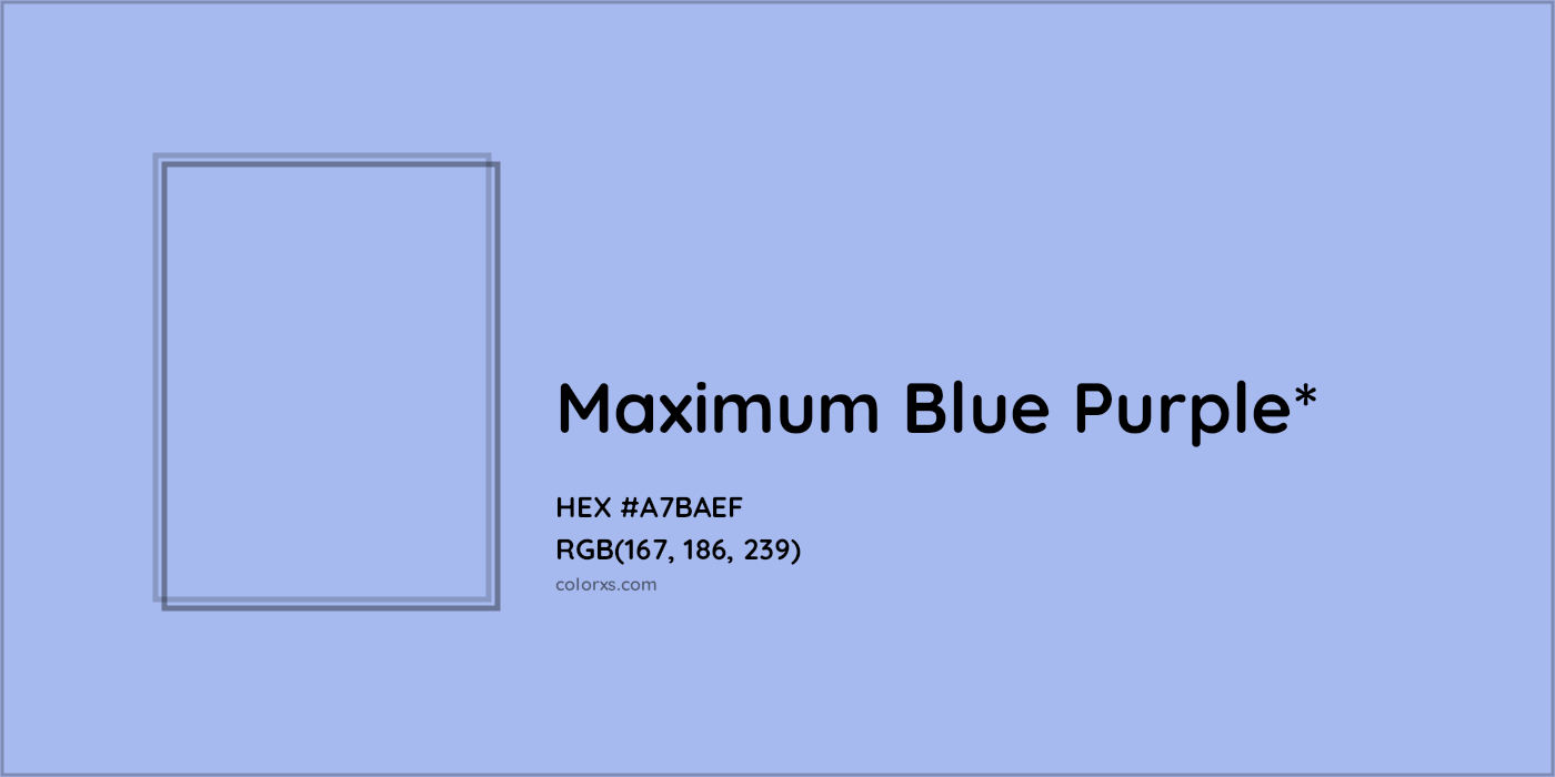 #A7BAEF hex color. RGB, RYB, CMYK, HSL, HSV codes and color conversions. Matching color names, palettes, paints.