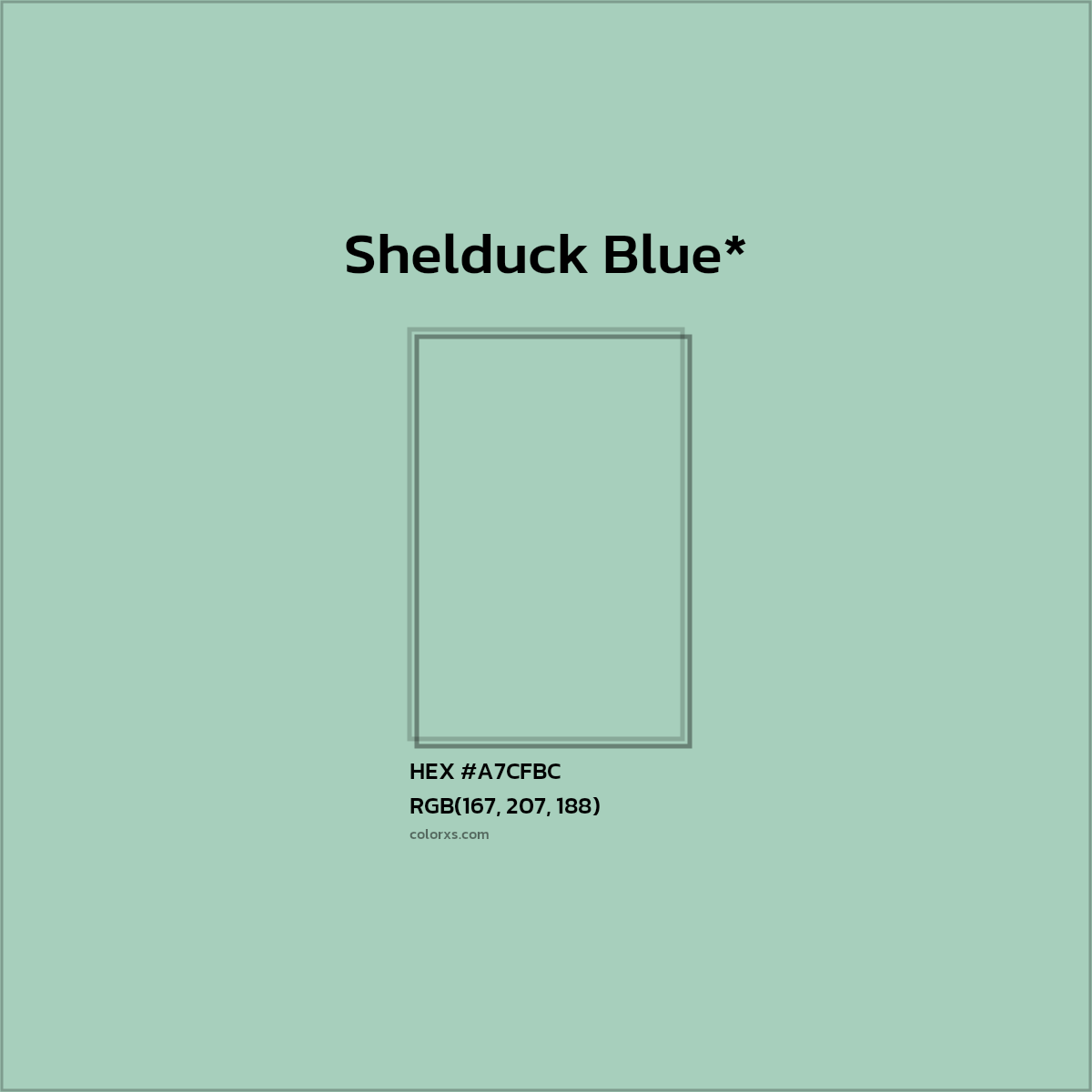 #A7CFBC hex color. RGB, RYB, CMYK, HSL, HSV codes and color conversions. Matching color names, palettes, paints.
