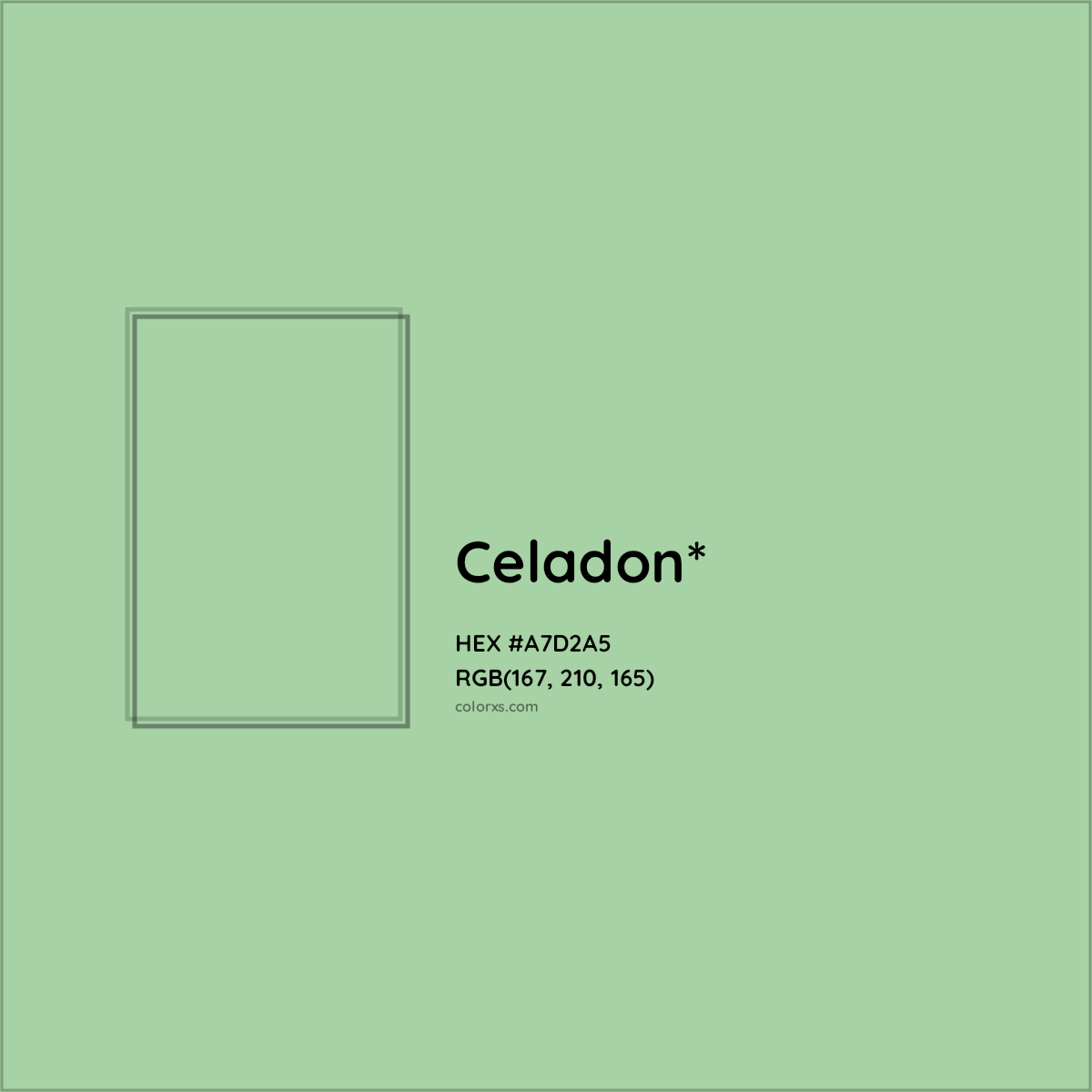 #A7D2A5 hex color. RGB, RYB, CMYK, HSL, HSV codes and color conversions. Matching color names, palettes, paints.