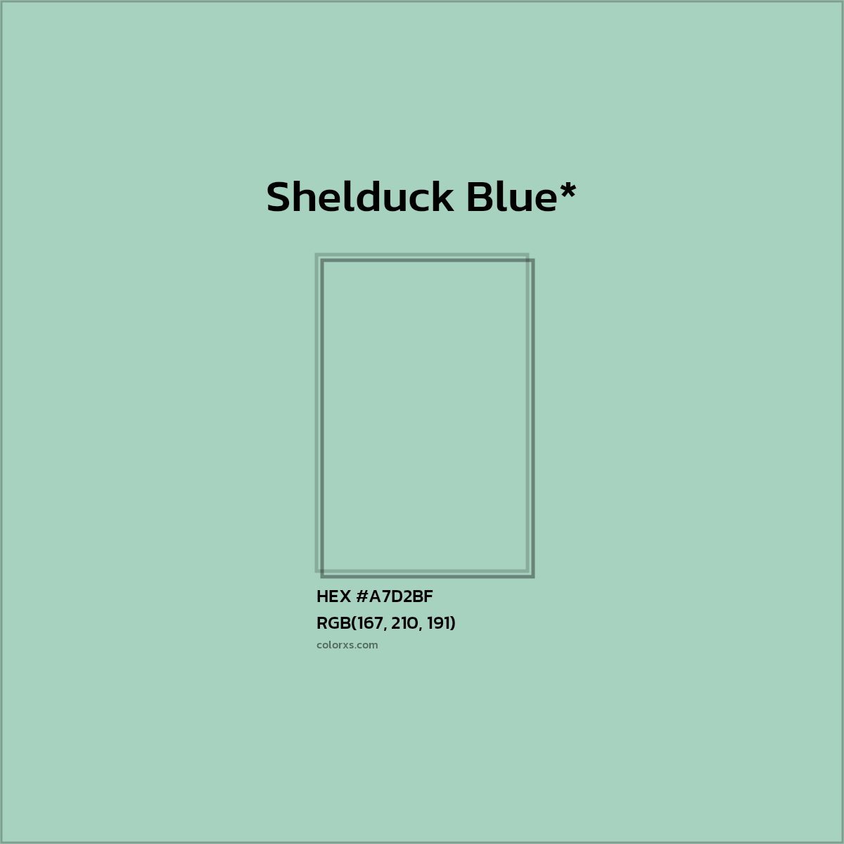 #A7D2BF hex color. RGB, RYB, CMYK, HSL, HSV codes and color conversions. Matching color names, palettes, paints.