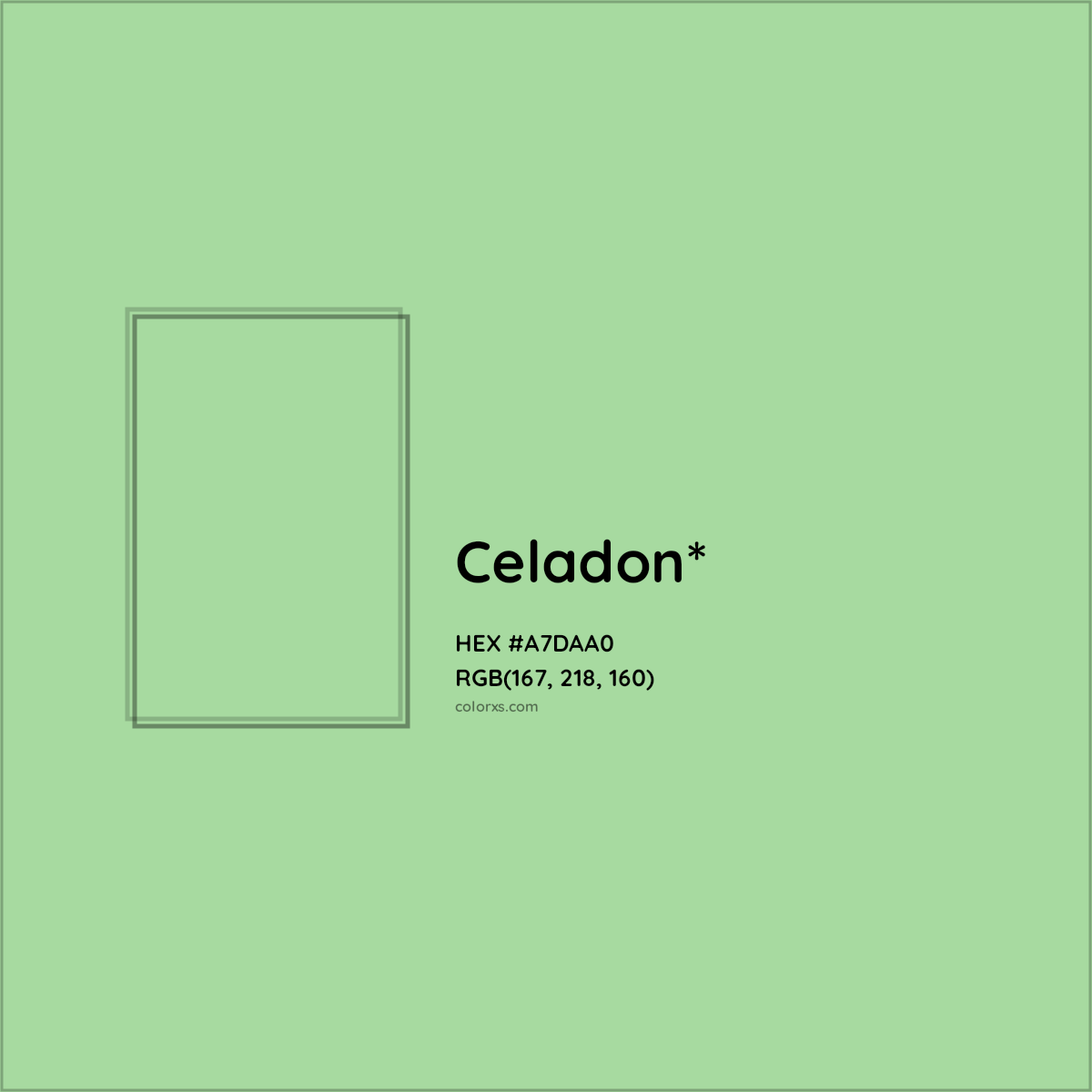#A7DAA0 hex color. RGB, RYB, CMYK, HSL, HSV codes and color conversions. Matching color names, palettes, paints.