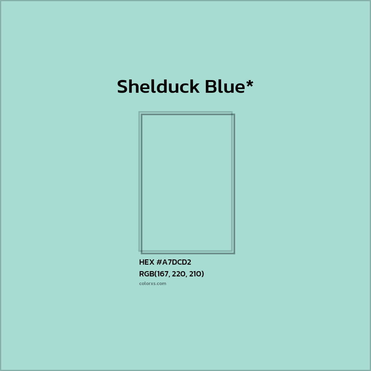 #A7DCD2 hex color. RGB, RYB, CMYK, HSL, HSV codes and color conversions. Matching color names, palettes, paints.