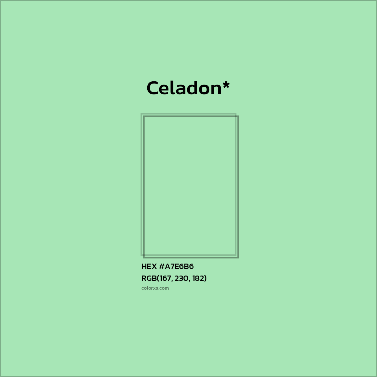 #A7E6B6 hex color. RGB, RYB, CMYK, HSL, HSV codes and color conversions. Matching color names, palettes, paints.