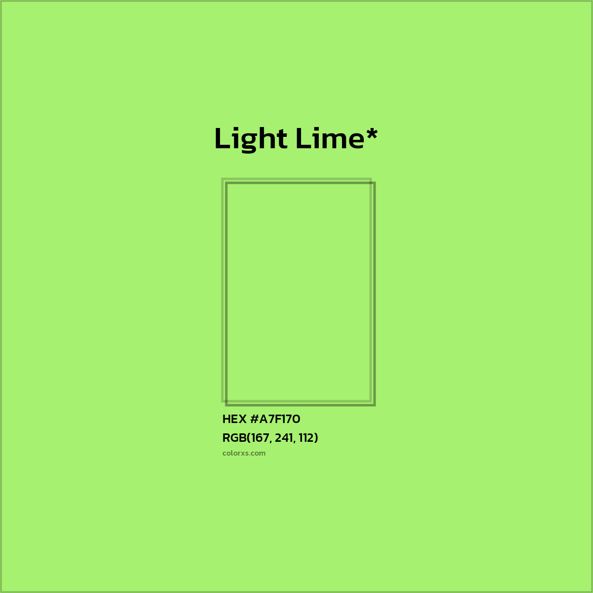 #A7F170 hex color. RGB, RYB, CMYK, HSL, HSV codes and color conversions. Matching color names, palettes, paints.