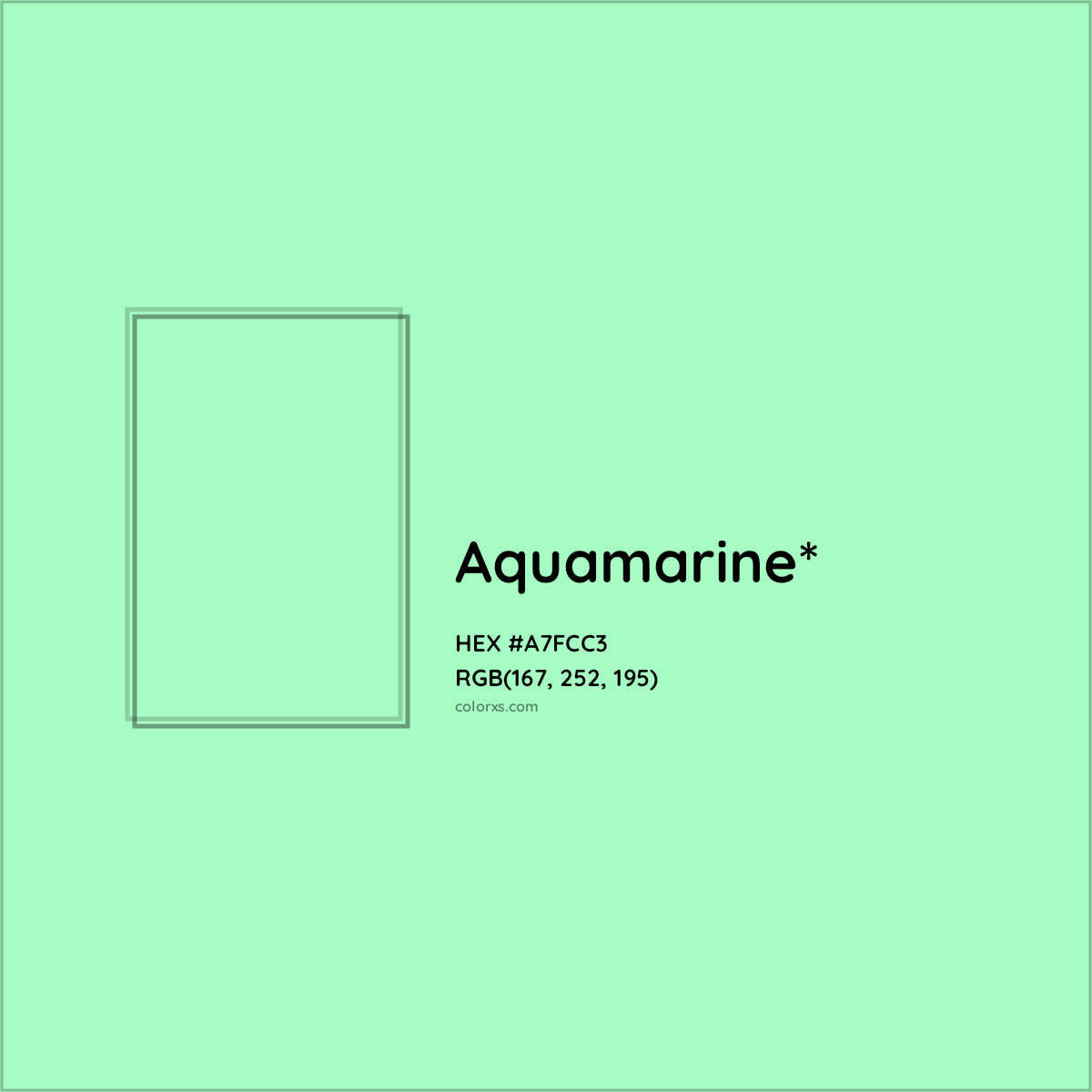 #A7FCC3 hex color. RGB, RYB, CMYK, HSL, HSV codes and color conversions. Matching color names, palettes, paints.