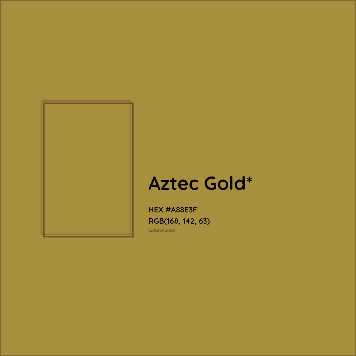 #A88E3F hex color. RGB, RYB, CMYK, HSL, HSV codes and color conversions. Matching color names, palettes, paints.
