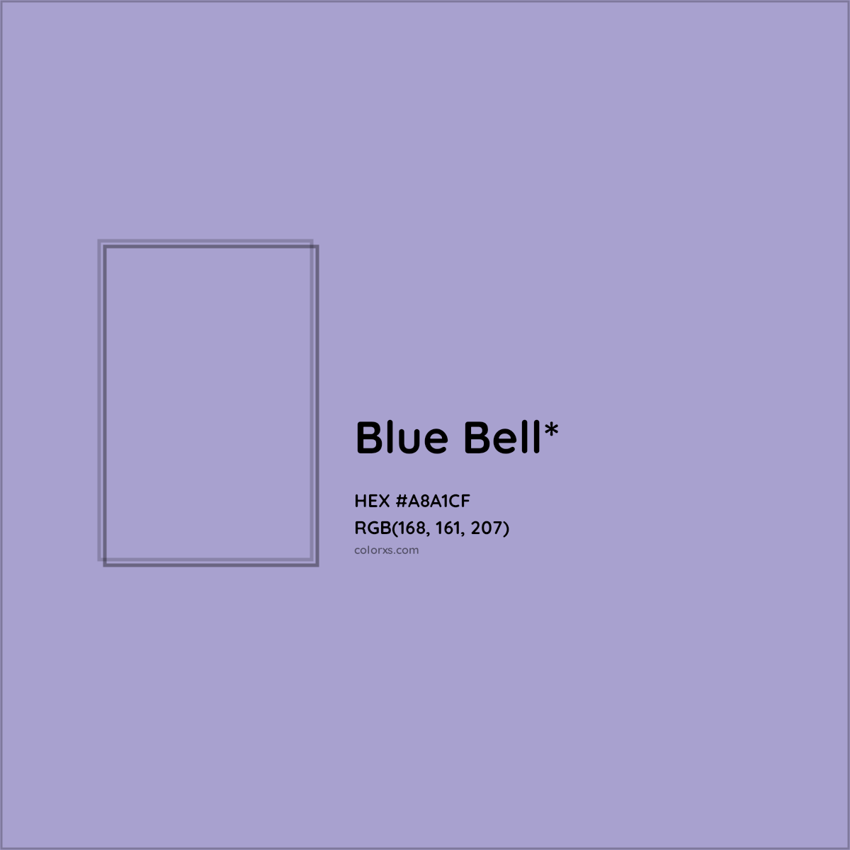 #A8A1CF hex color. RGB, RYB, CMYK, HSL, HSV codes and color conversions. Matching color names, palettes, paints.