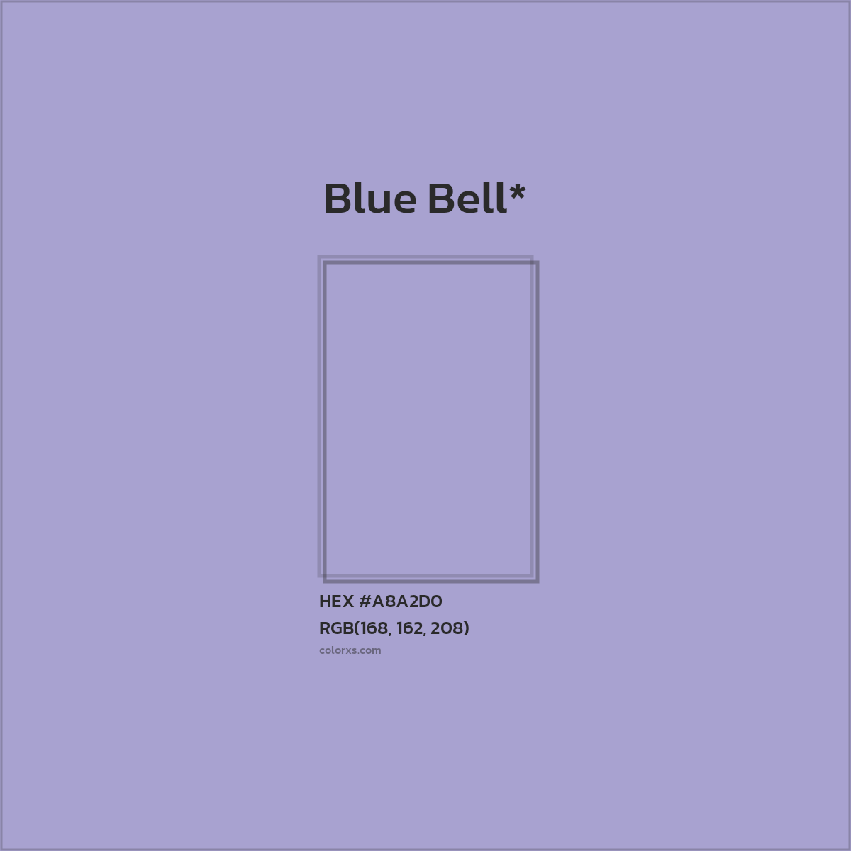 #A8A2D0 hex color. RGB, RYB, CMYK, HSL, HSV codes and color conversions. Matching color names, palettes, paints.
