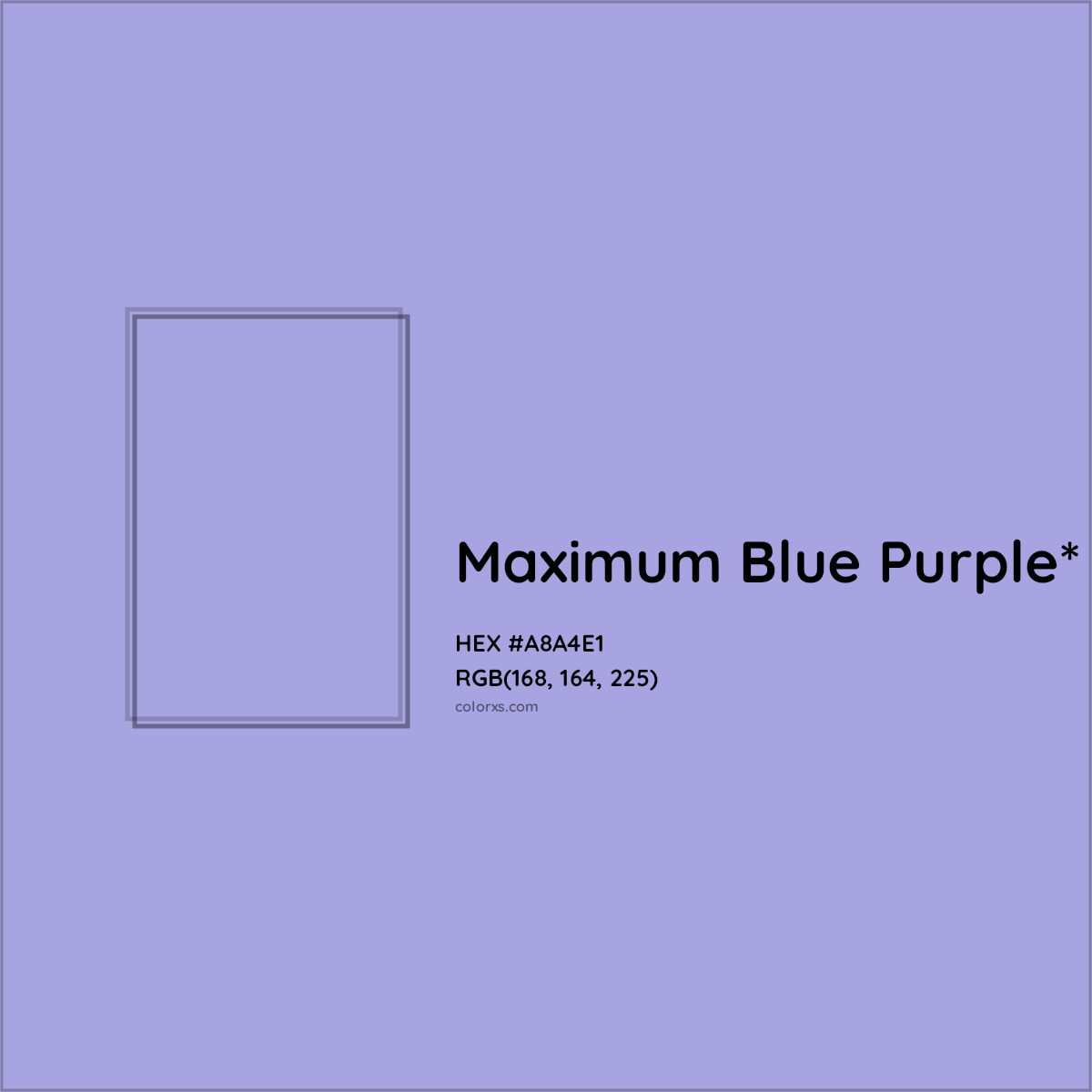 #A8A4E1 hex color. RGB, RYB, CMYK, HSL, HSV codes and color conversions. Matching color names, palettes, paints.