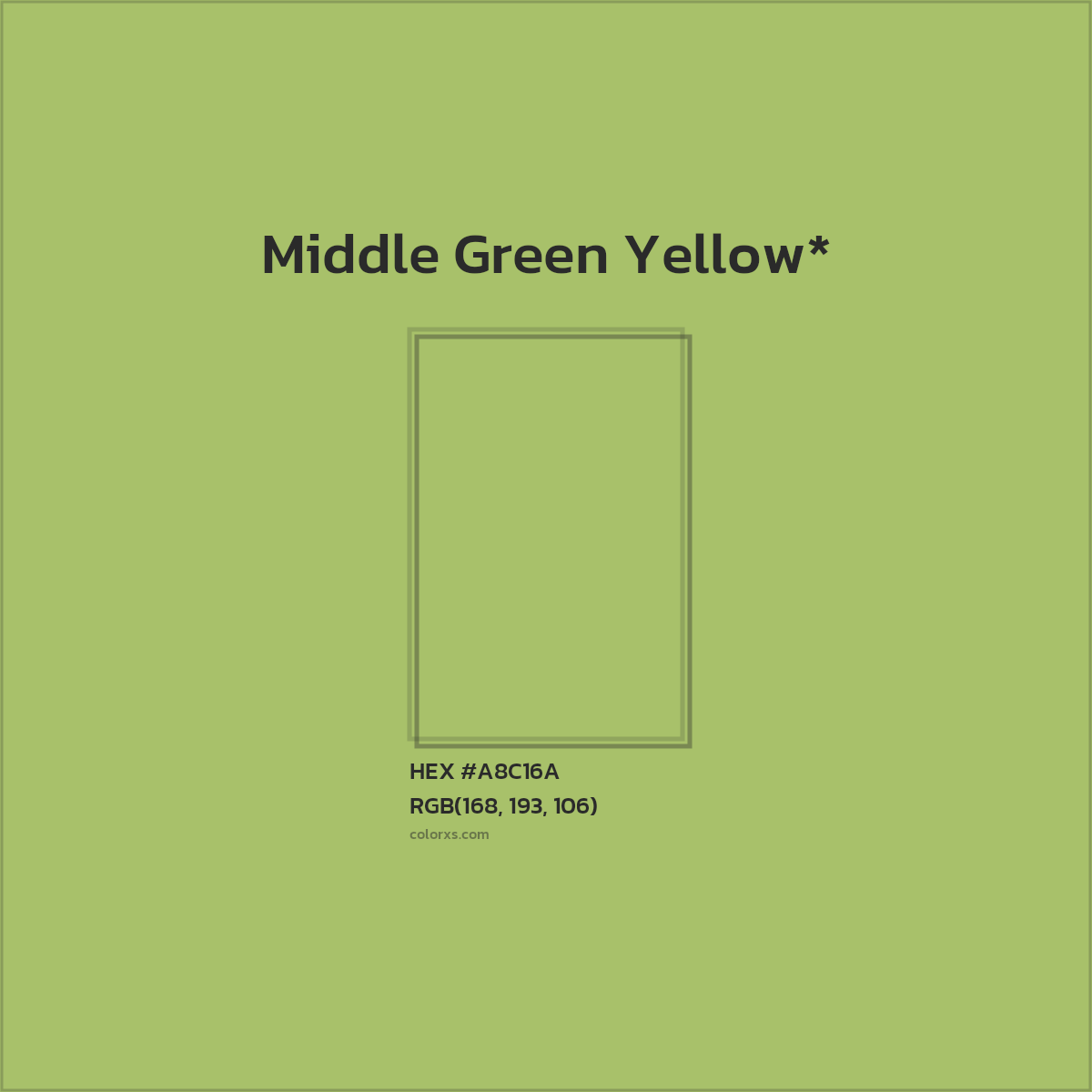 #A8C16A hex color. RGB, RYB, CMYK, HSL, HSV codes and color conversions. Matching color names, palettes, paints.