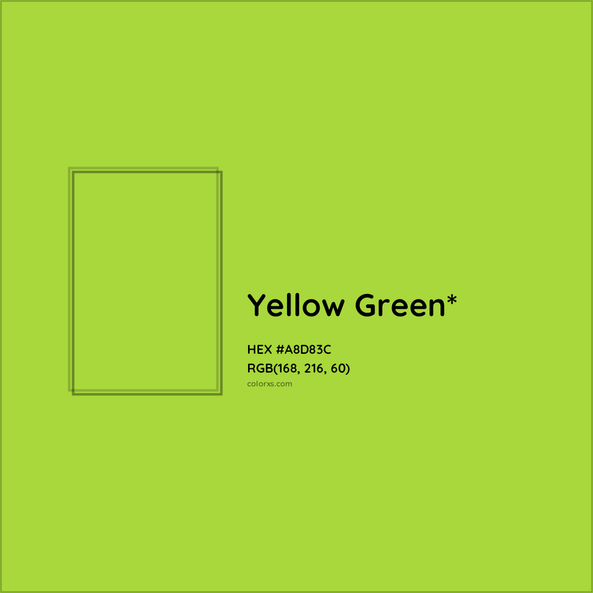 #A8D83C hex color. RGB, RYB, CMYK, HSL, HSV codes and color conversions. Matching color names, palettes, paints.