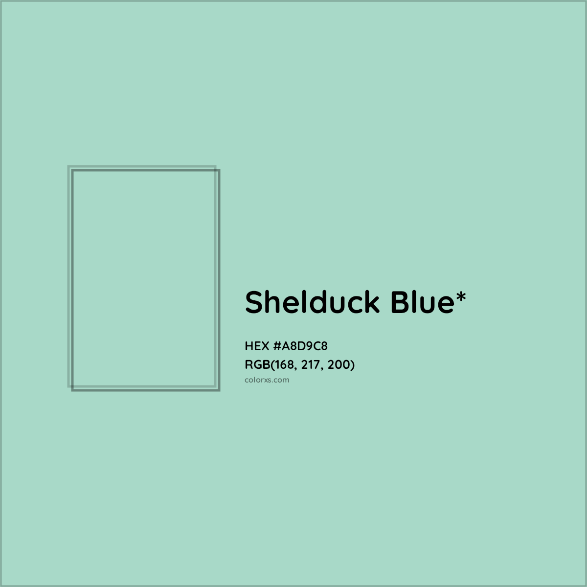 #A8D9C8 hex color. RGB, RYB, CMYK, HSL, HSV codes and color conversions. Matching color names, palettes, paints.