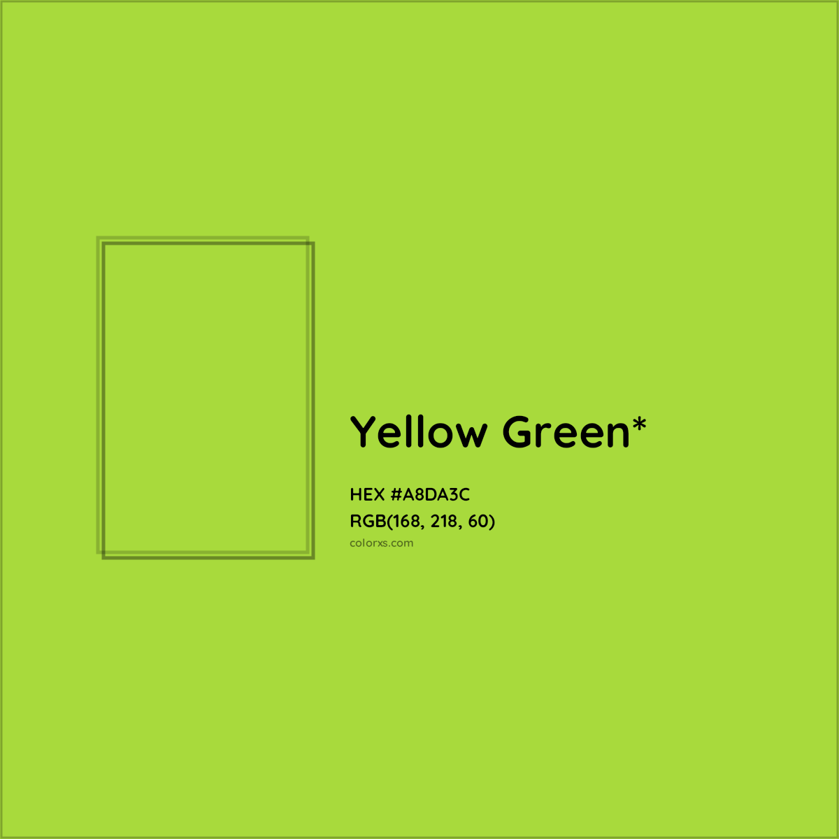 #A8DA3C hex color. RGB, RYB, CMYK, HSL, HSV codes and color conversions. Matching color names, palettes, paints.