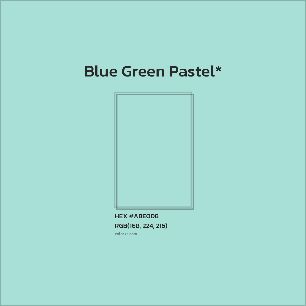#A8E0D8 hex color. RGB, RYB, CMYK, HSL, HSV codes and color conversions. Matching color names, palettes, paints.